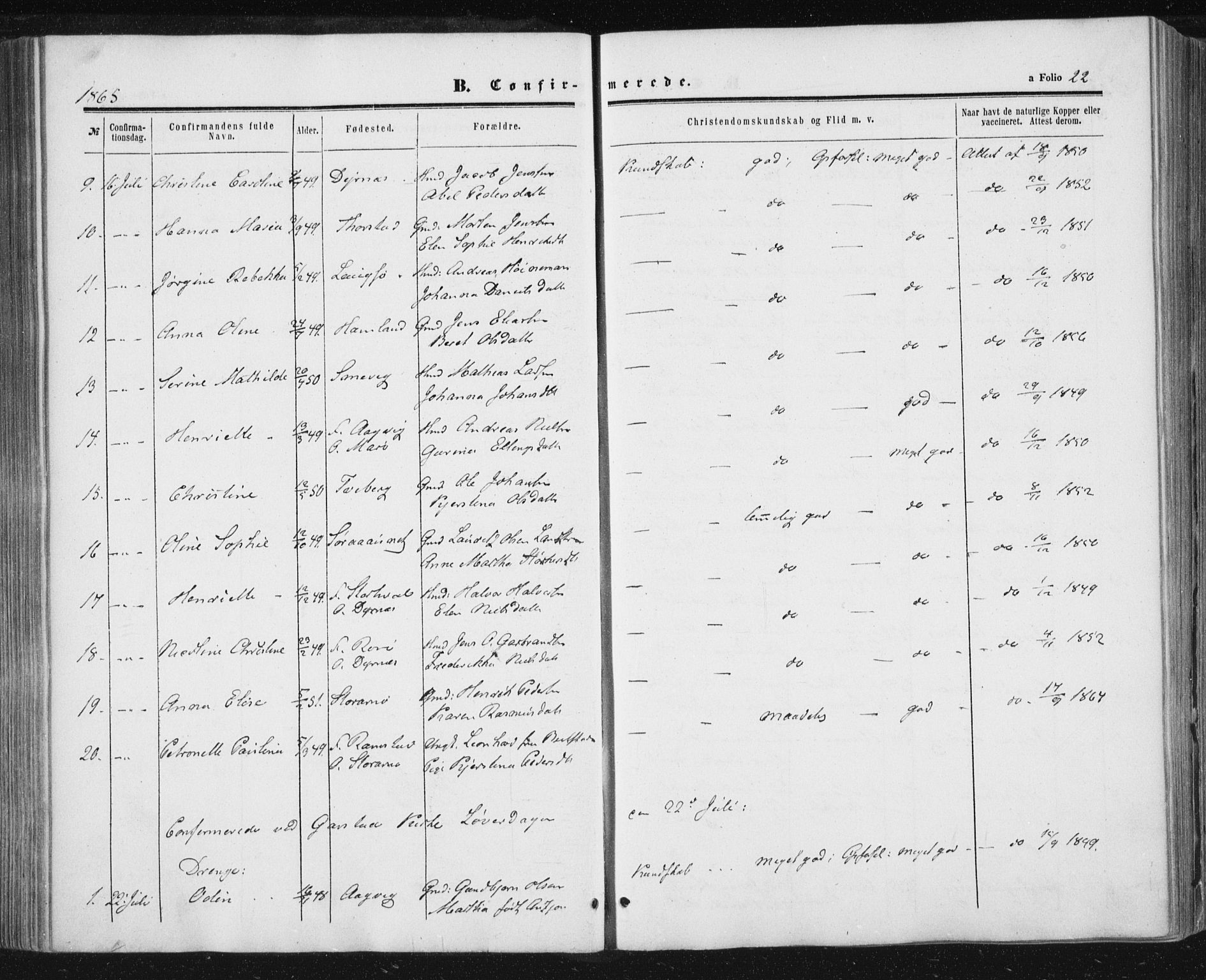 Ministerialprotokoller, klokkerbøker og fødselsregistre - Nord-Trøndelag, AV/SAT-A-1458/784/L0670: Parish register (official) no. 784A05, 1860-1876, p. 22