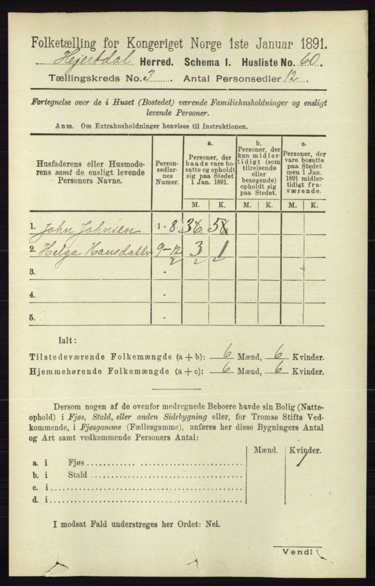 RA, 1891 census for 0827 Hjartdal, 1891, p. 1045