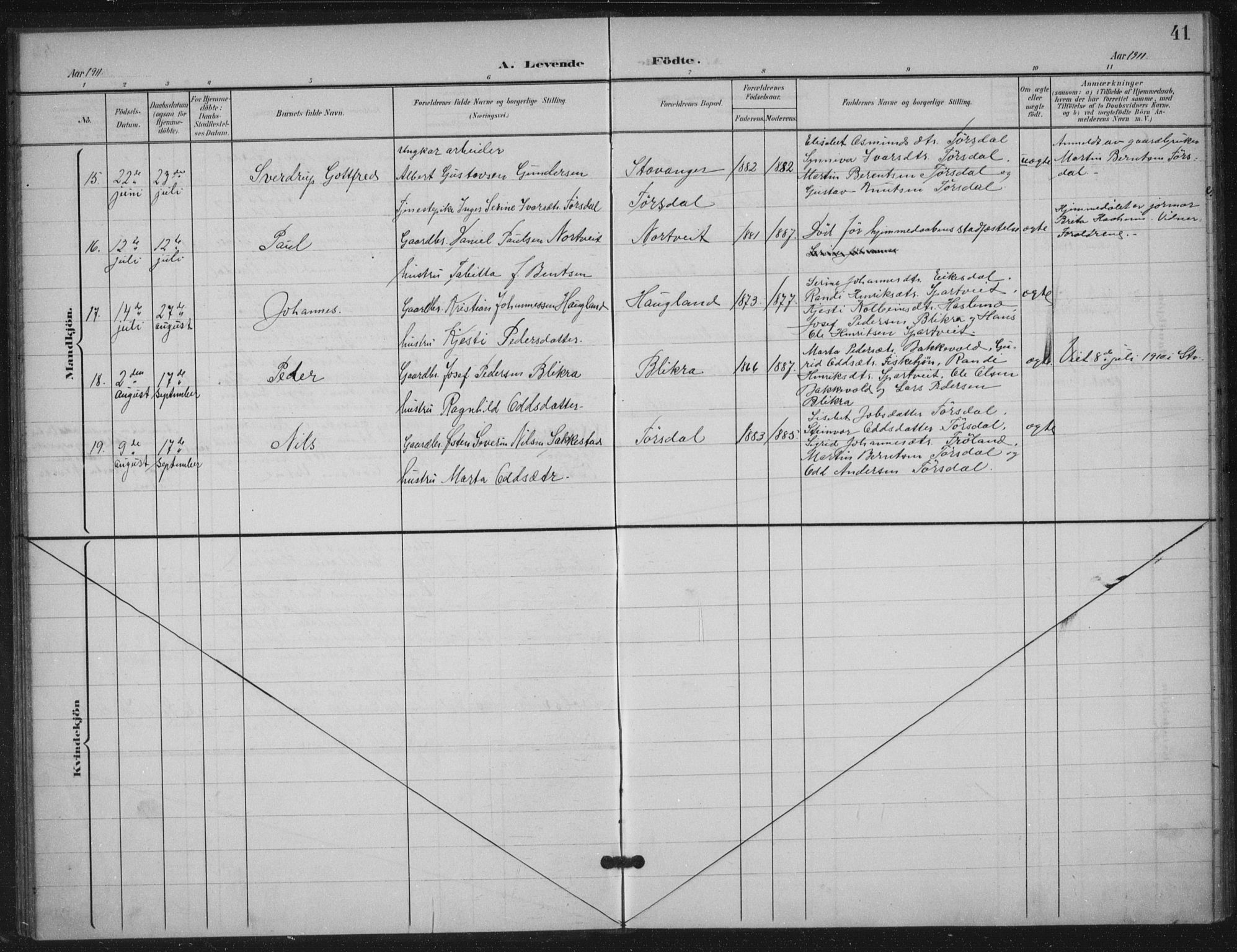 Skjold sokneprestkontor, AV/SAST-A-101847/H/Ha/Haa/L0012: Parish register (official) no. A 12, 1899-1915, p. 41