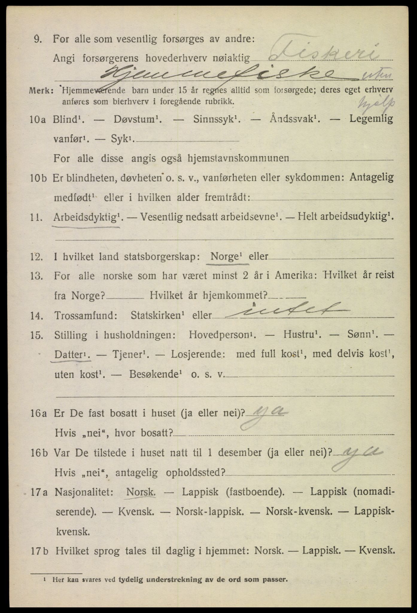 SAT, 1920 census for Hadsel, 1920, p. 5263