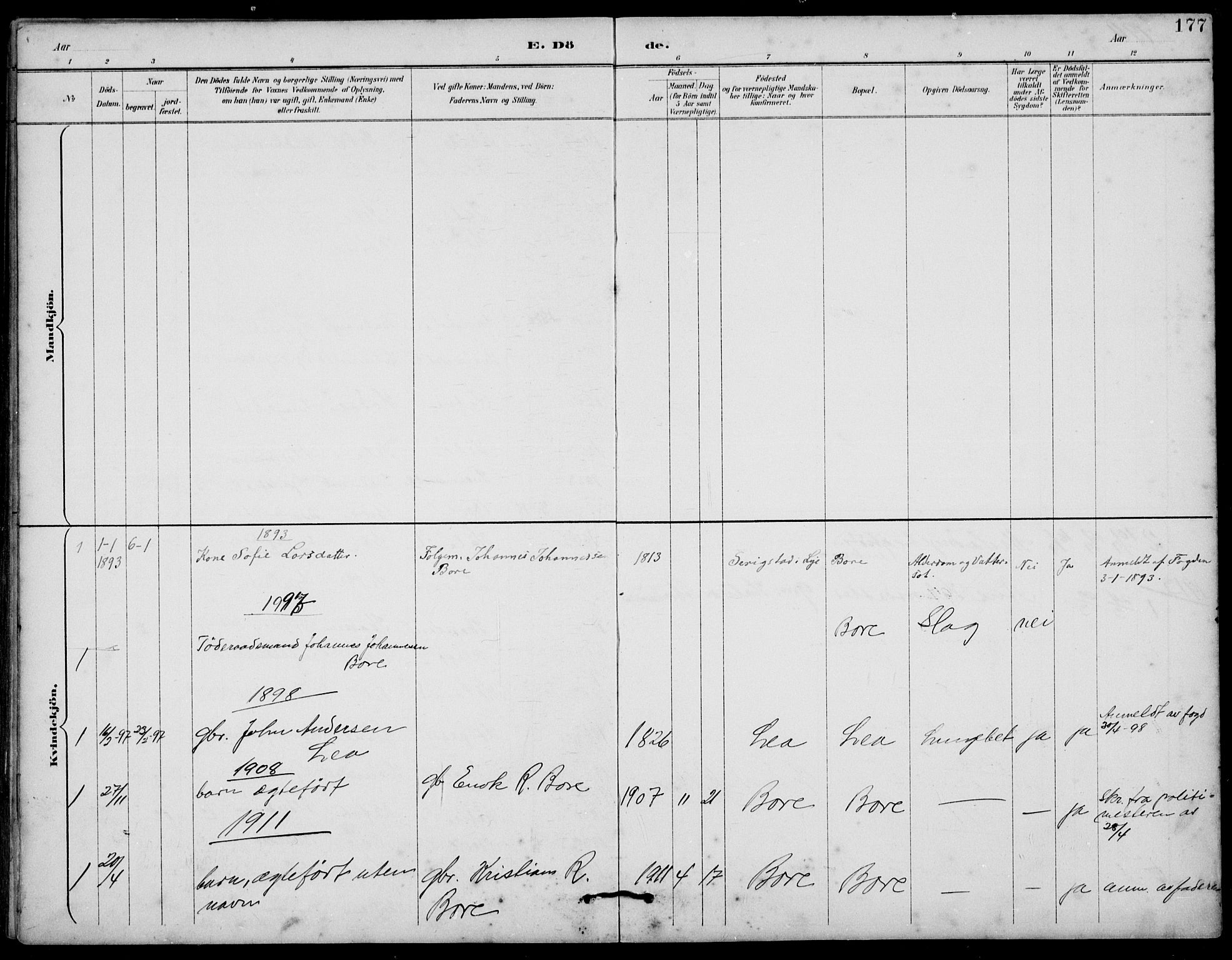 Klepp sokneprestkontor, AV/SAST-A-101803/001/3/30BB/L0006: Parish register (copy) no. B 6, 1889-1936, p. 177