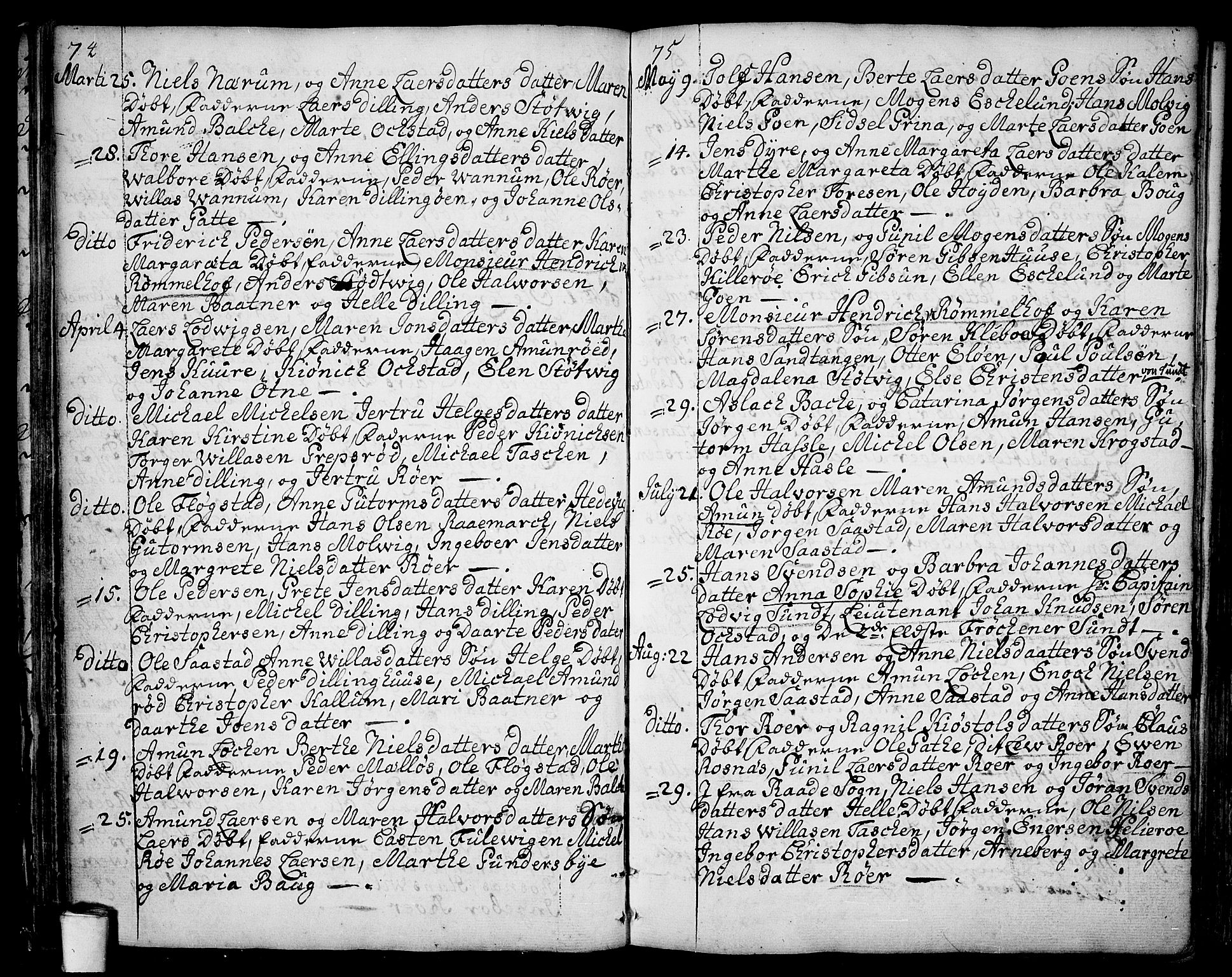 Rygge prestekontor Kirkebøker, SAO/A-10084b/F/Fa/L0001: Parish register (official) no. 1, 1725-1771, p. 74-75