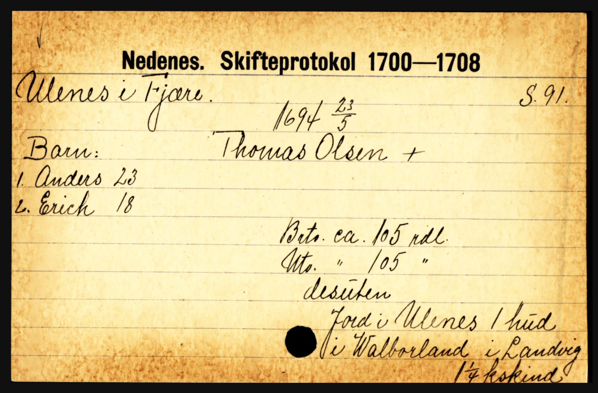 Nedenes sorenskriveri før 1824, AV/SAK-1221-0007/H, p. 32045