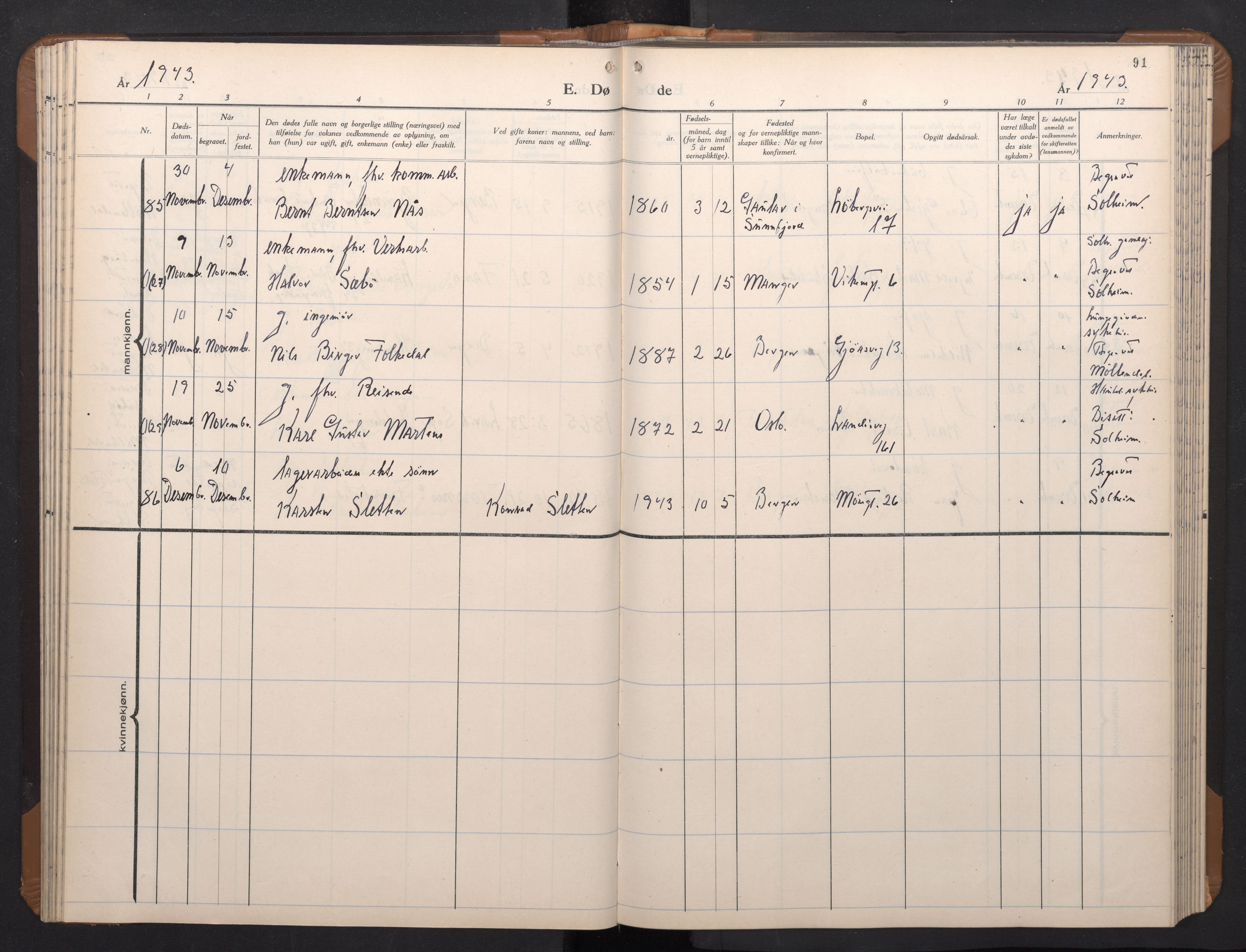 Årstad Sokneprestembete, AV/SAB-A-79301/H/Hab/L0026: Parish register (copy) no. D 3, 1940-1950, p. 90b-91a