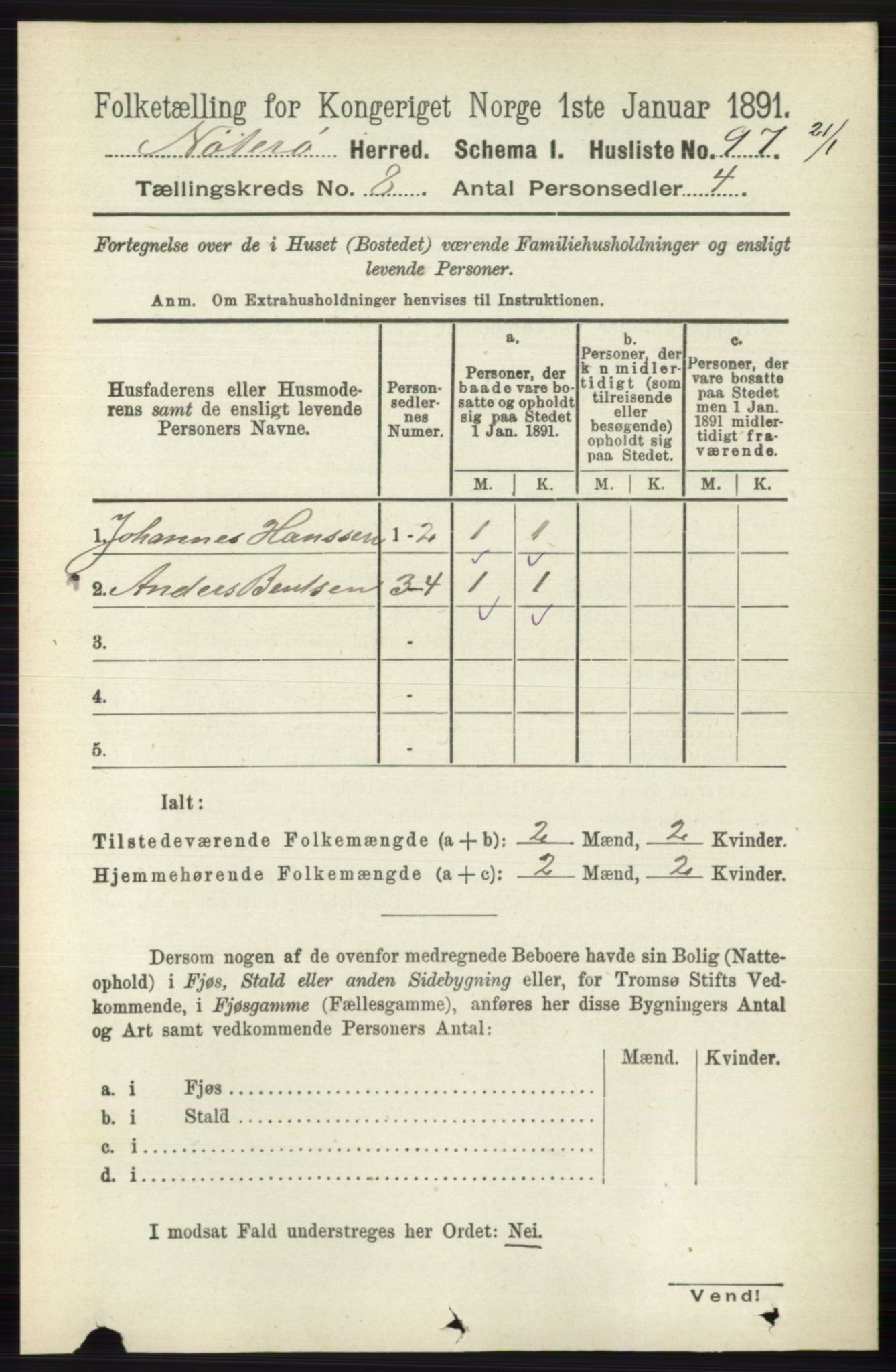 RA, 1891 census for 0722 Nøtterøy, 1891, p. 3847