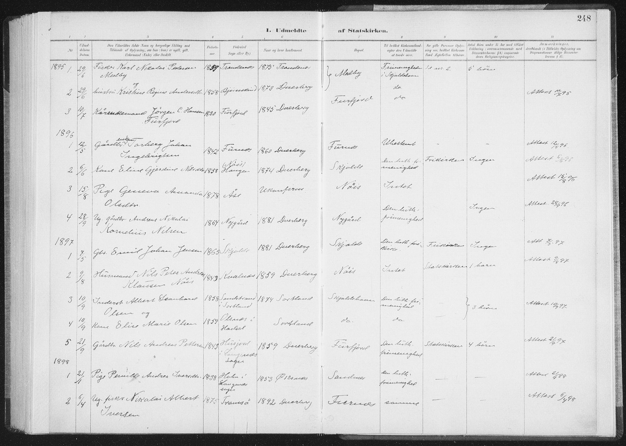 Ministerialprotokoller, klokkerbøker og fødselsregistre - Nordland, SAT/A-1459/898/L1422: Parish register (official) no. 898A02, 1887-1908, p. 248