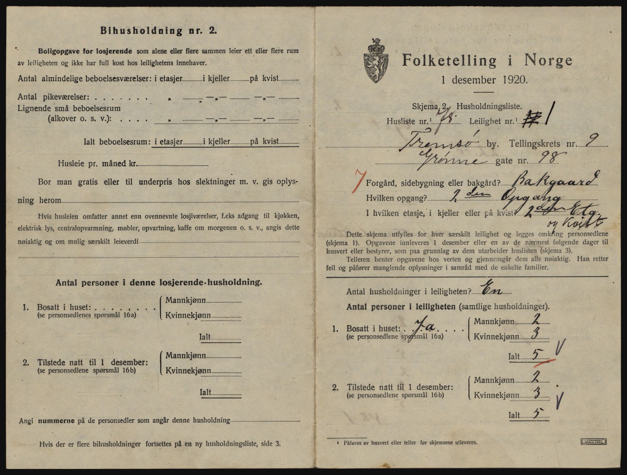 SATØ, 1920 census for Tromsø, 1920, p. 5143