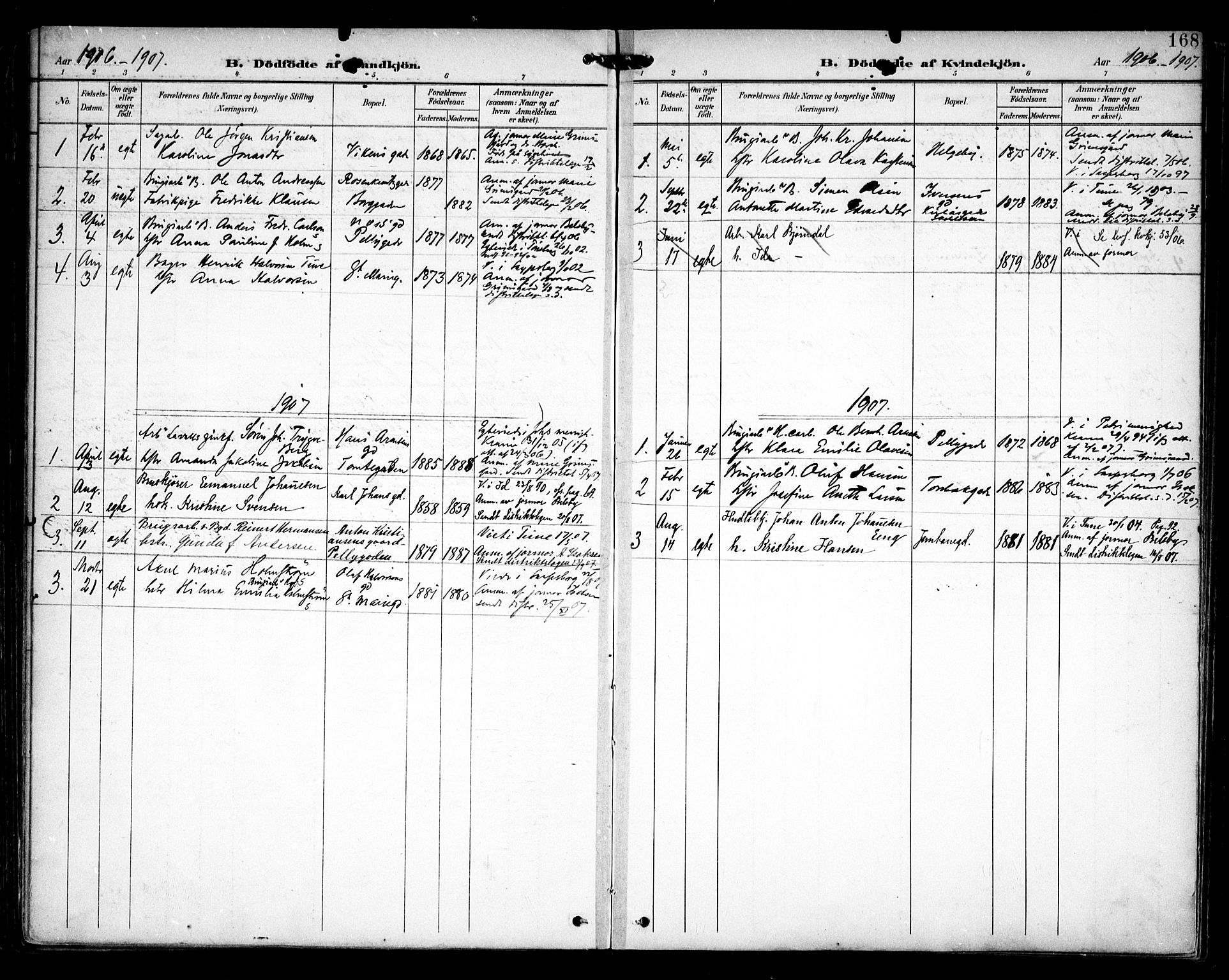 Sarpsborg prestekontor Kirkebøker, AV/SAO-A-2006/F/Fa/L0005: Parish register (official) no. 5, 1900-1909, p. 168