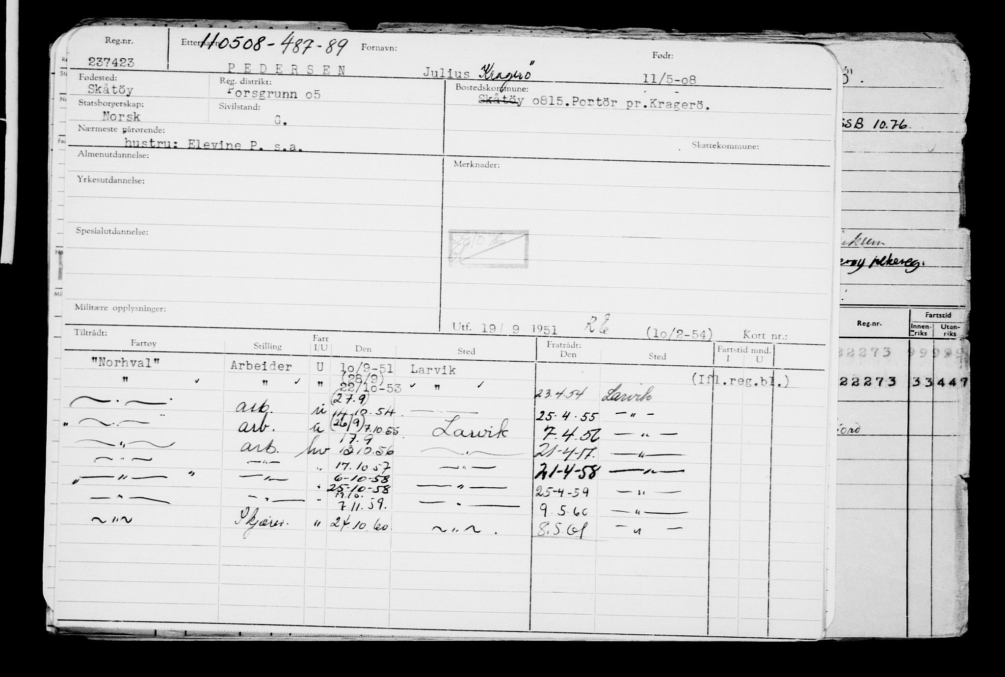 Direktoratet for sjømenn, AV/RA-S-3545/G/Gb/L0077: Hovedkort, 1908, p. 132