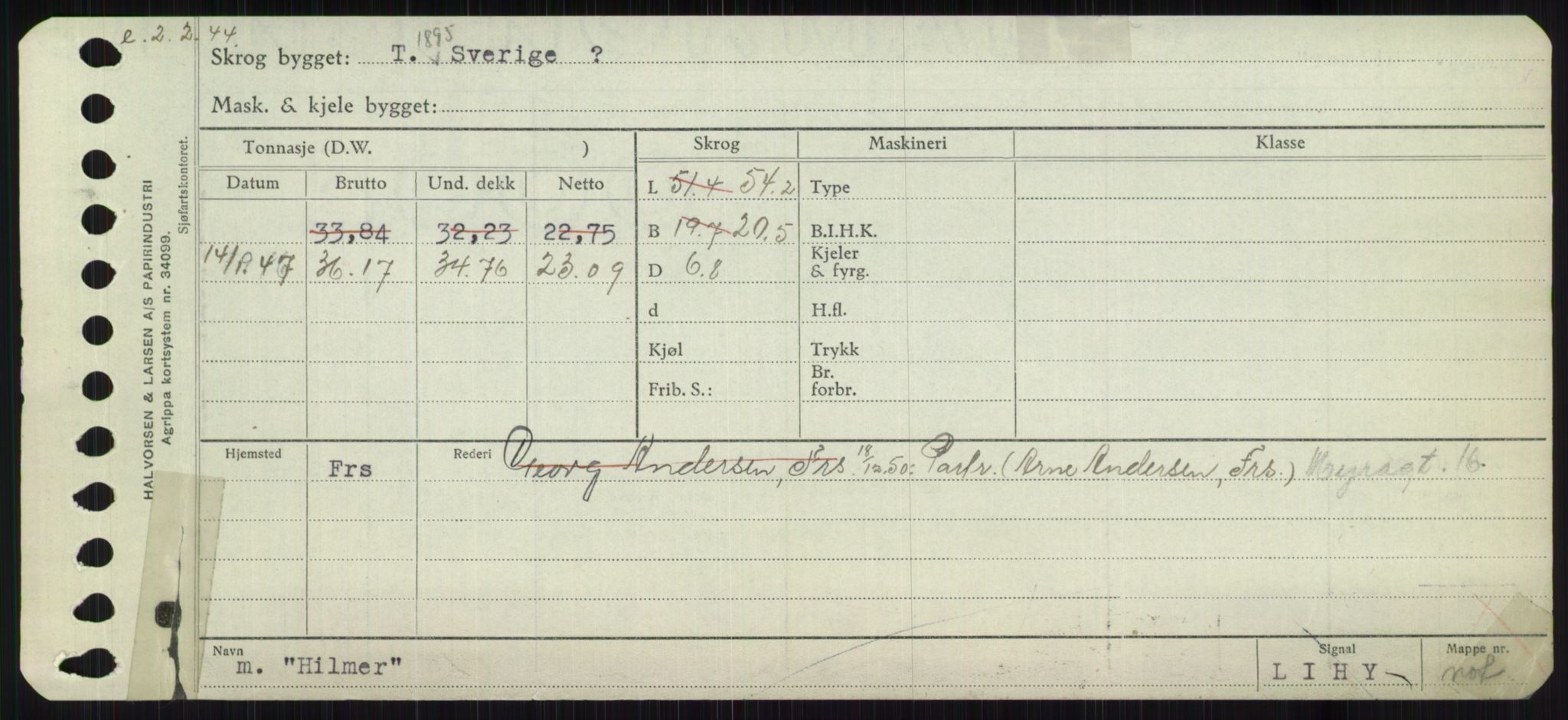 Sjøfartsdirektoratet med forløpere, Skipsmålingen, RA/S-1627/H/Ha/L0003/0001: Fartøy, Hilm-Mar / Fartøy, Hilm-Kol, p. 5