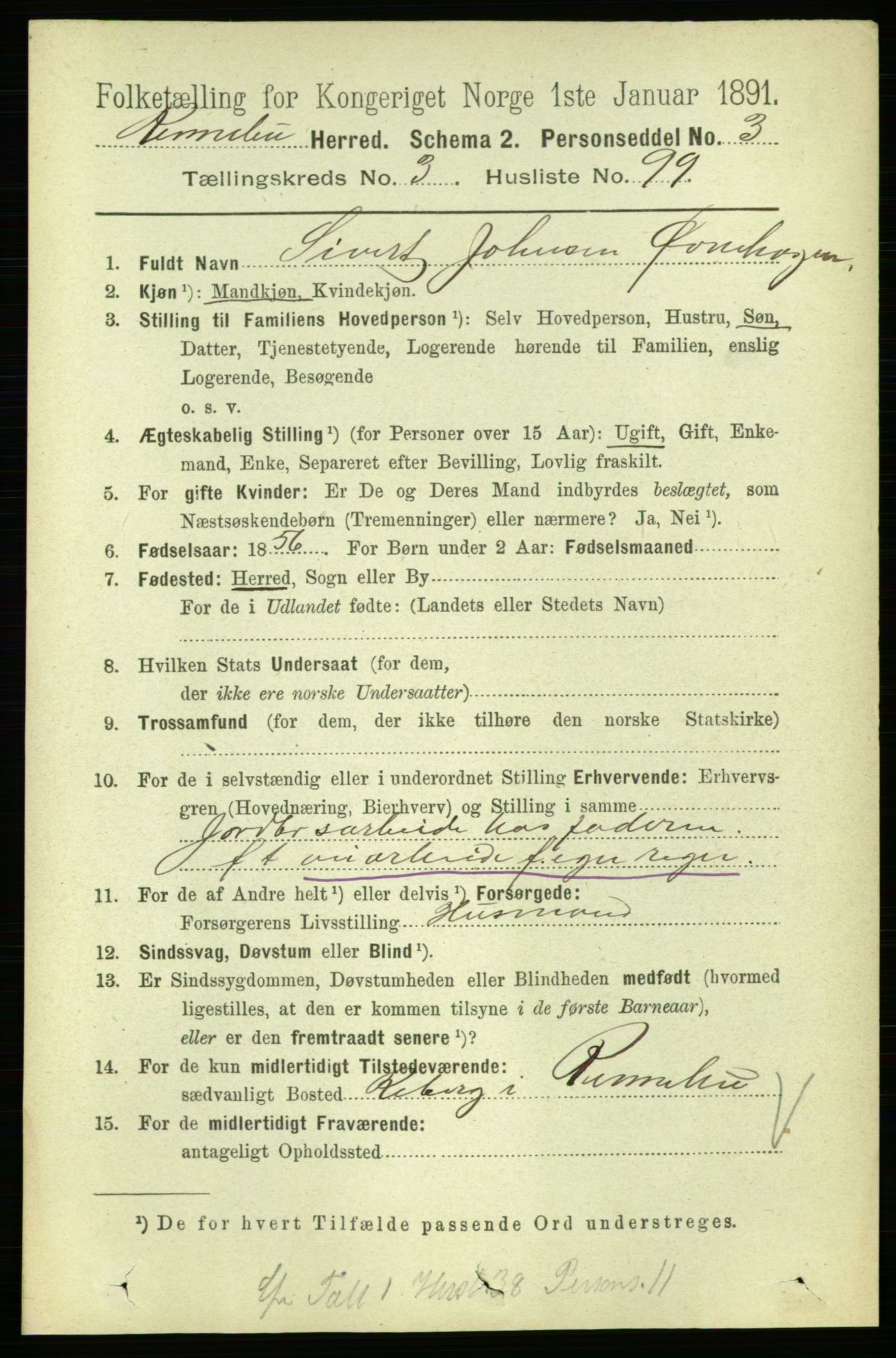 RA, 1891 census for 1635 Rennebu, 1891, p. 1882