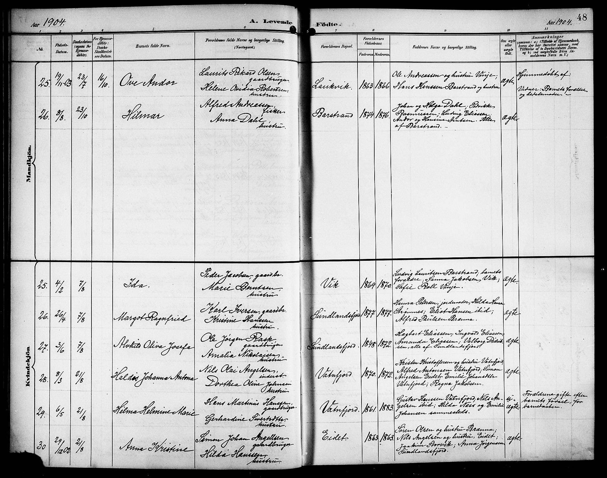 Ministerialprotokoller, klokkerbøker og fødselsregistre - Nordland, AV/SAT-A-1459/876/L1105: Parish register (copy) no. 876C04, 1896-1914, p. 48