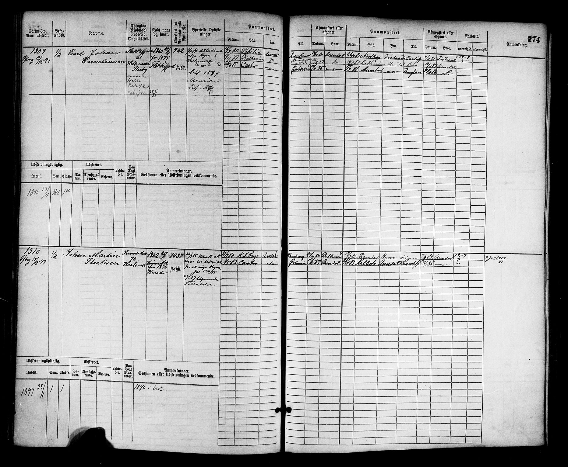 Flekkefjord mønstringskrets, SAK/2031-0018/F/Fb/L0002: Hovedrulle nr 765-1514, N-5, 1868-1900, p. 277