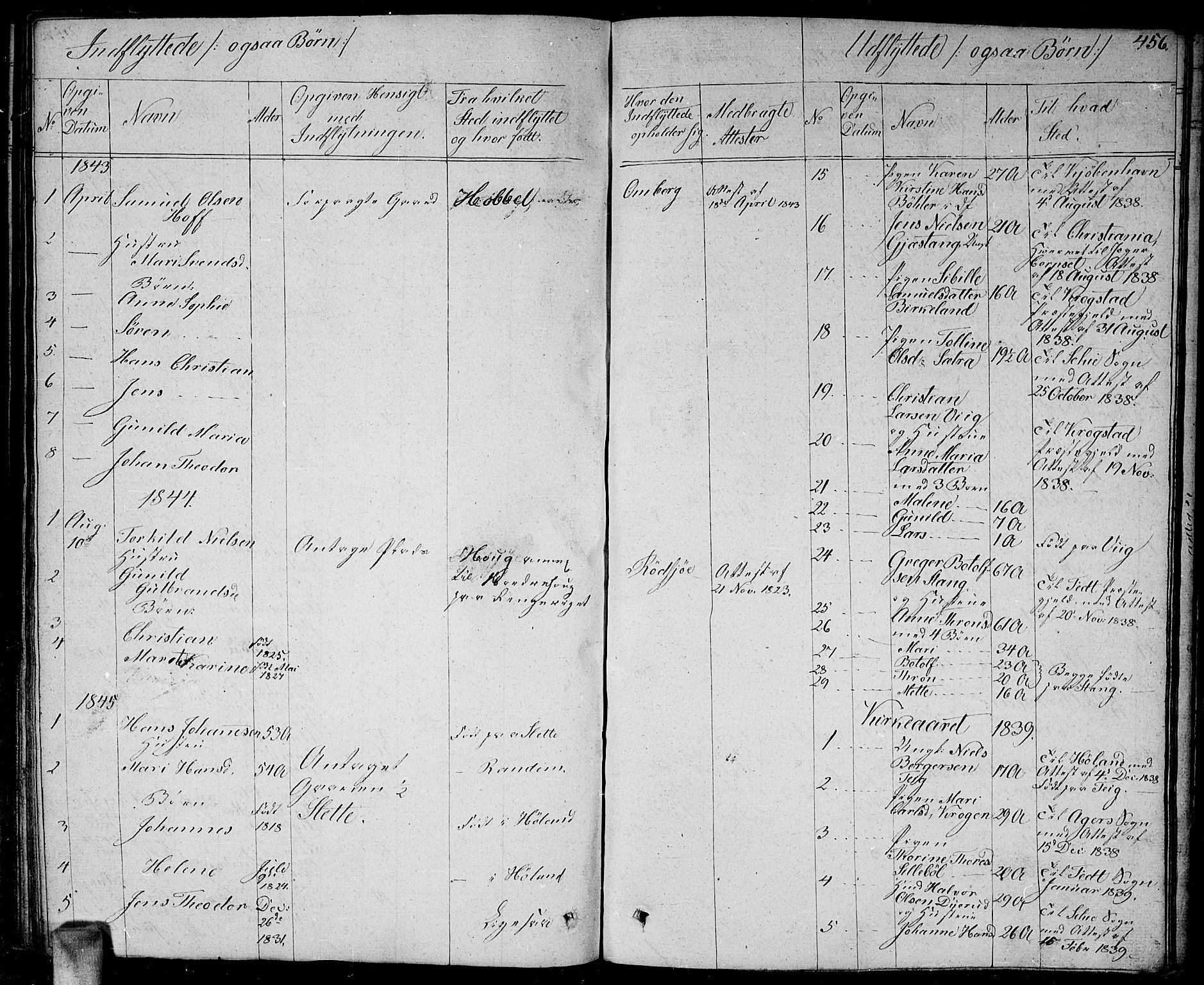 Enebakk prestekontor Kirkebøker, SAO/A-10171c/G/Ga/L0003: Parish register (copy) no. I 3, 1833-1849, p. 456