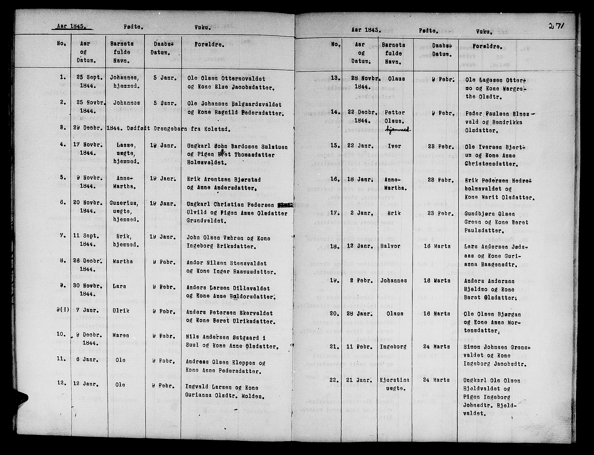 Ministerialprotokoller, klokkerbøker og fødselsregistre - Nord-Trøndelag, SAT/A-1458/724/L0265: Parish register (copy) no. 724C01, 1816-1845, p. 271