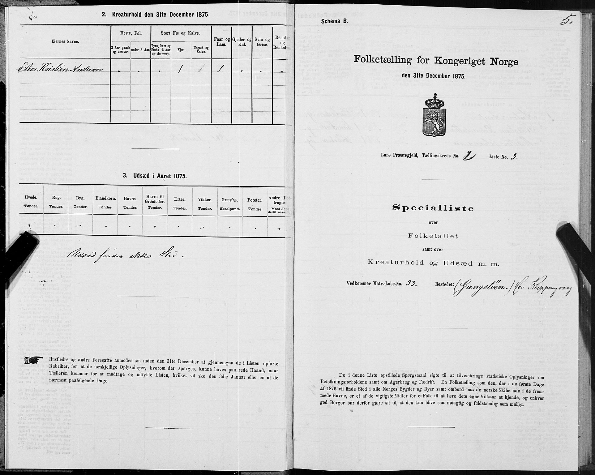 SAT, 1875 census for 1834P Lurøy, 1875, p. 2005