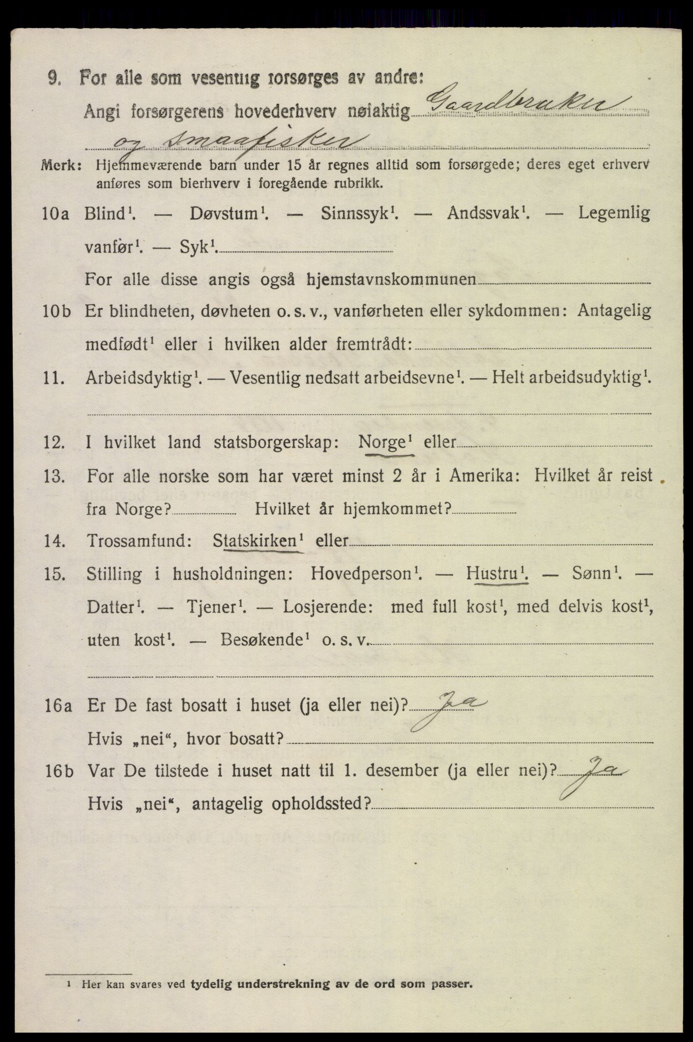 SAK, 1920 census for Søgne, 1920, p. 1644