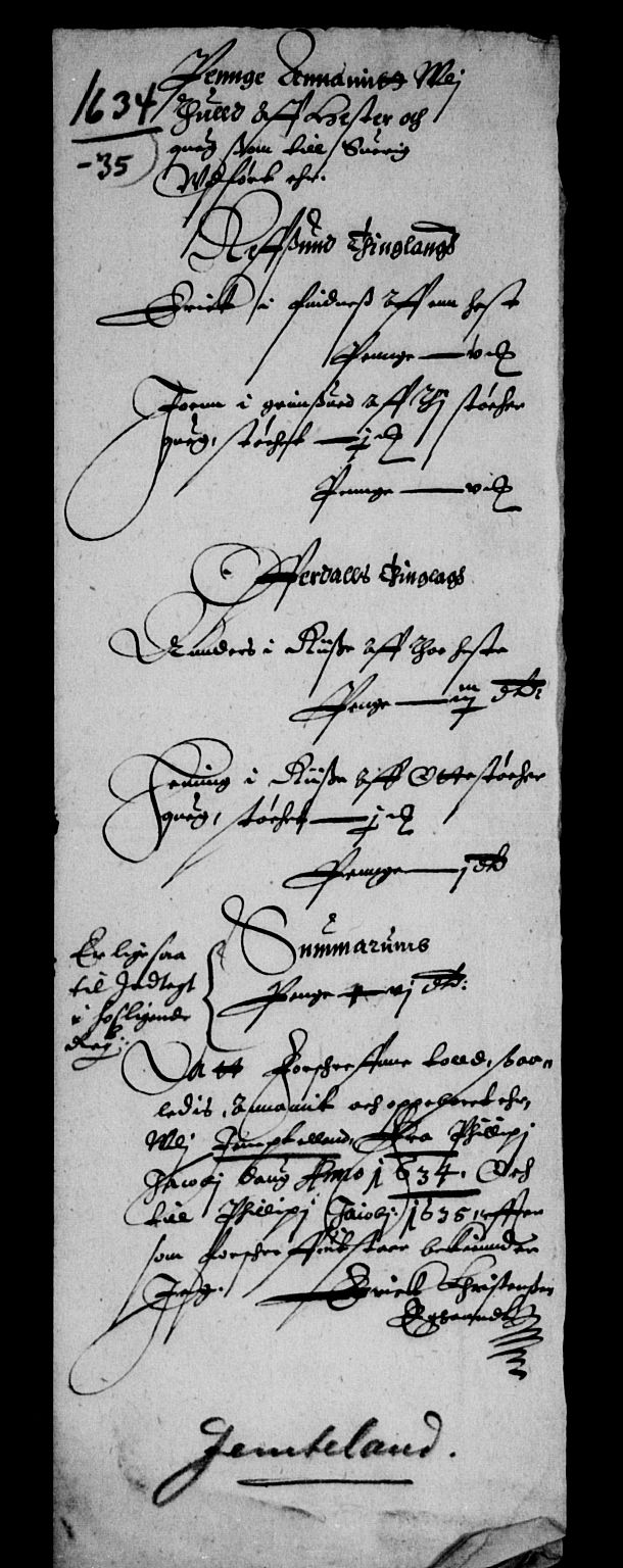 Rentekammeret inntil 1814, Reviderte regnskaper, Lensregnskaper, AV/RA-EA-5023/R/Rb/Rbw/L0055: Trondheim len, 1634-1635