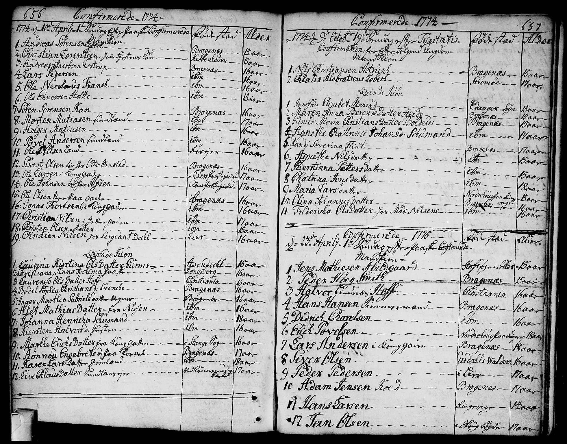 Bragernes kirkebøker, AV/SAKO-A-6/F/Fa/L0005: Parish register (official) no. I 5, 1759-1781, p. 656-657