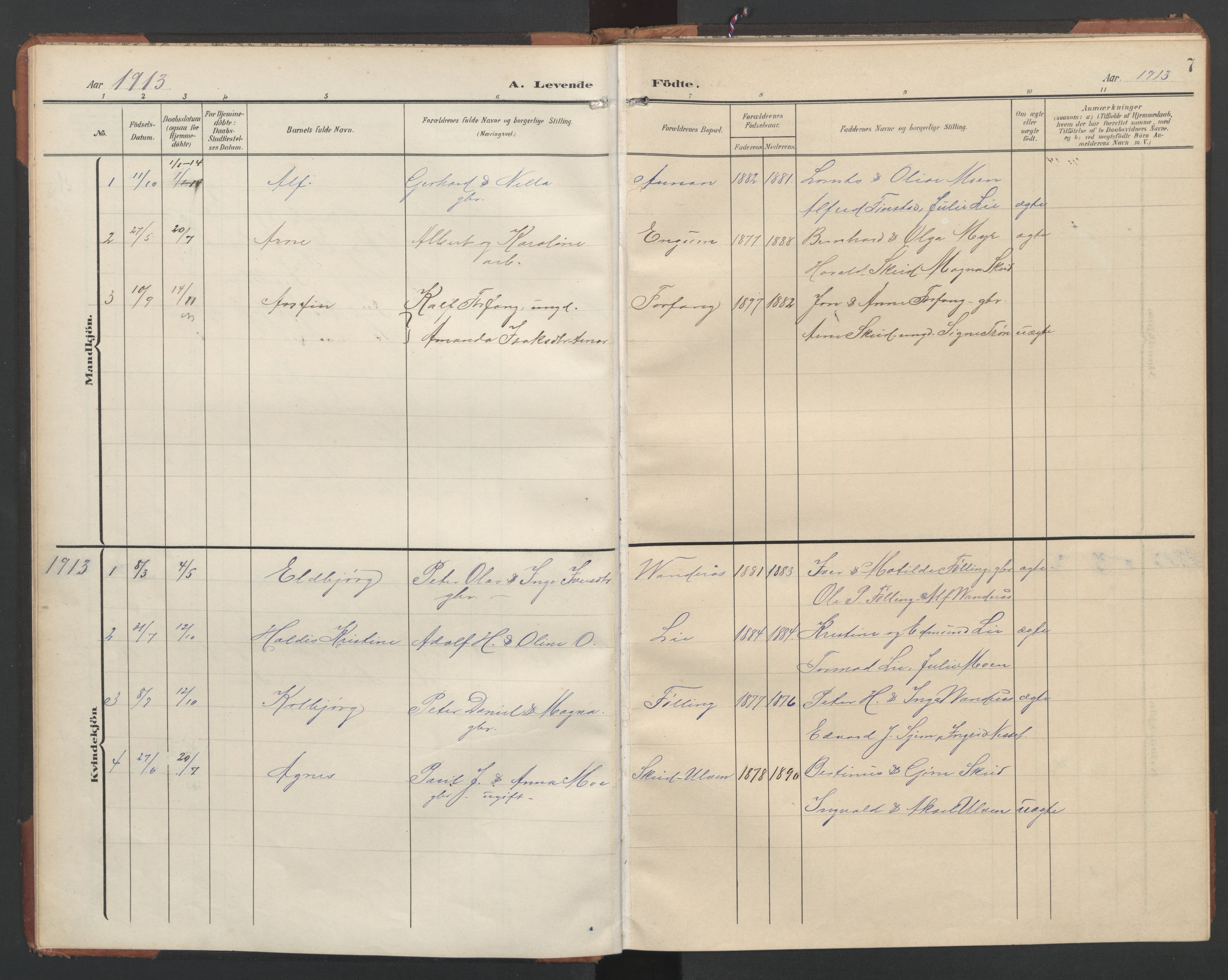 Ministerialprotokoller, klokkerbøker og fødselsregistre - Nord-Trøndelag, SAT/A-1458/748/L0465: Parish register (copy) no. 748C01, 1908-1960, p. 7