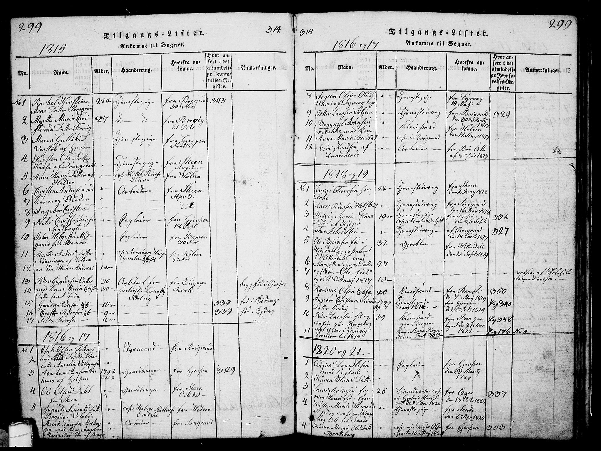 Solum kirkebøker, SAKO/A-306/G/Ga/L0001: Parish register (copy) no. I 1, 1814-1833, p. 299