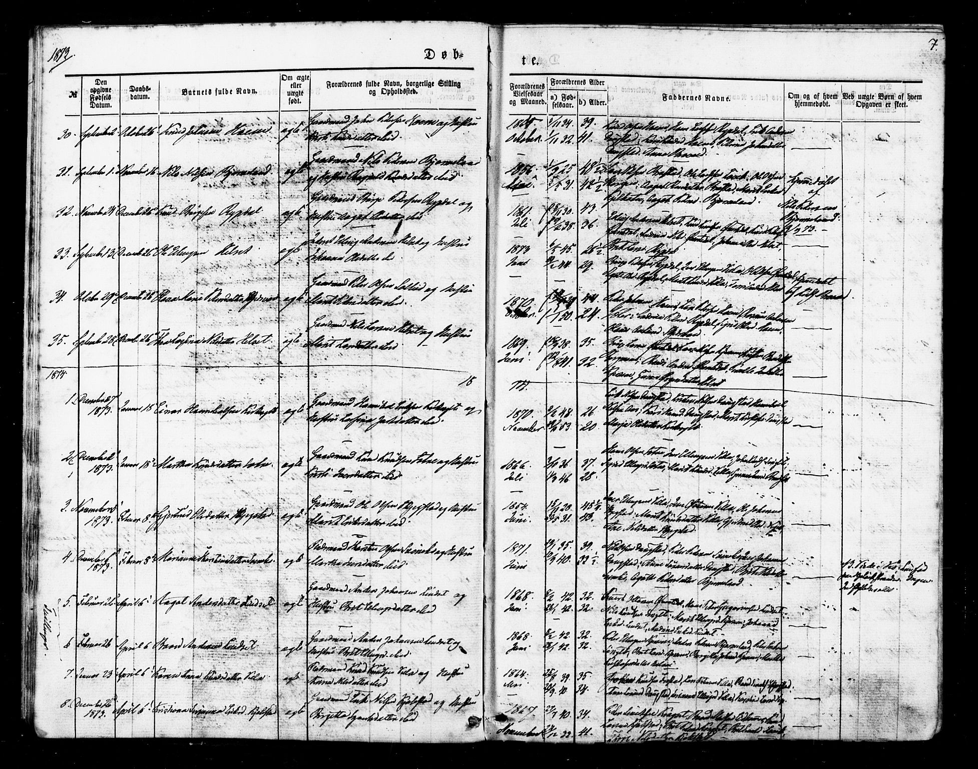 Ministerialprotokoller, klokkerbøker og fødselsregistre - Møre og Romsdal, SAT/A-1454/541/L0545: Parish register (official) no. 541A02, 1872-1886, p. 7