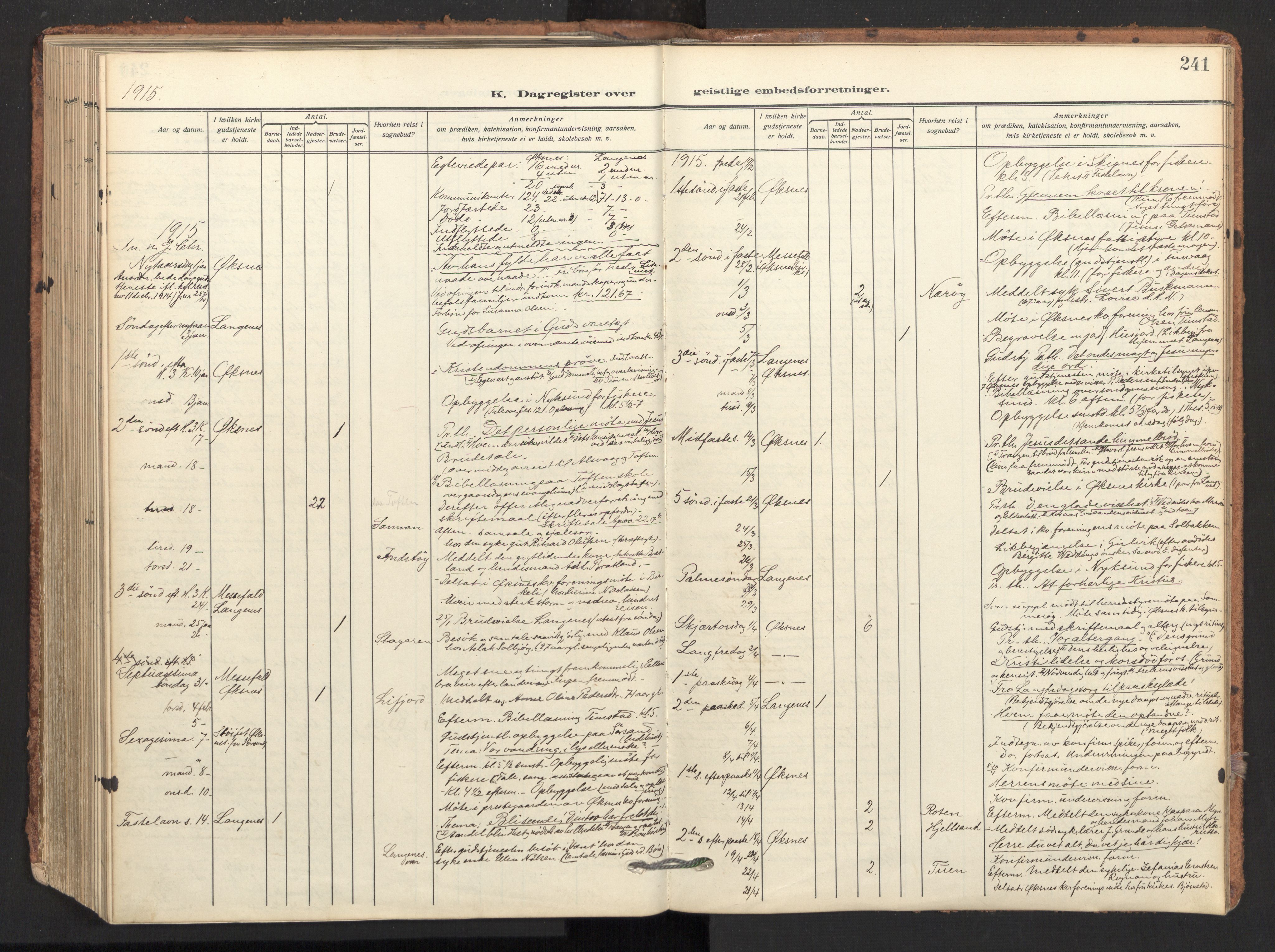 Ministerialprotokoller, klokkerbøker og fødselsregistre - Nordland, AV/SAT-A-1459/893/L1343: Parish register (official) no. 893A15, 1914-1928, p. 241