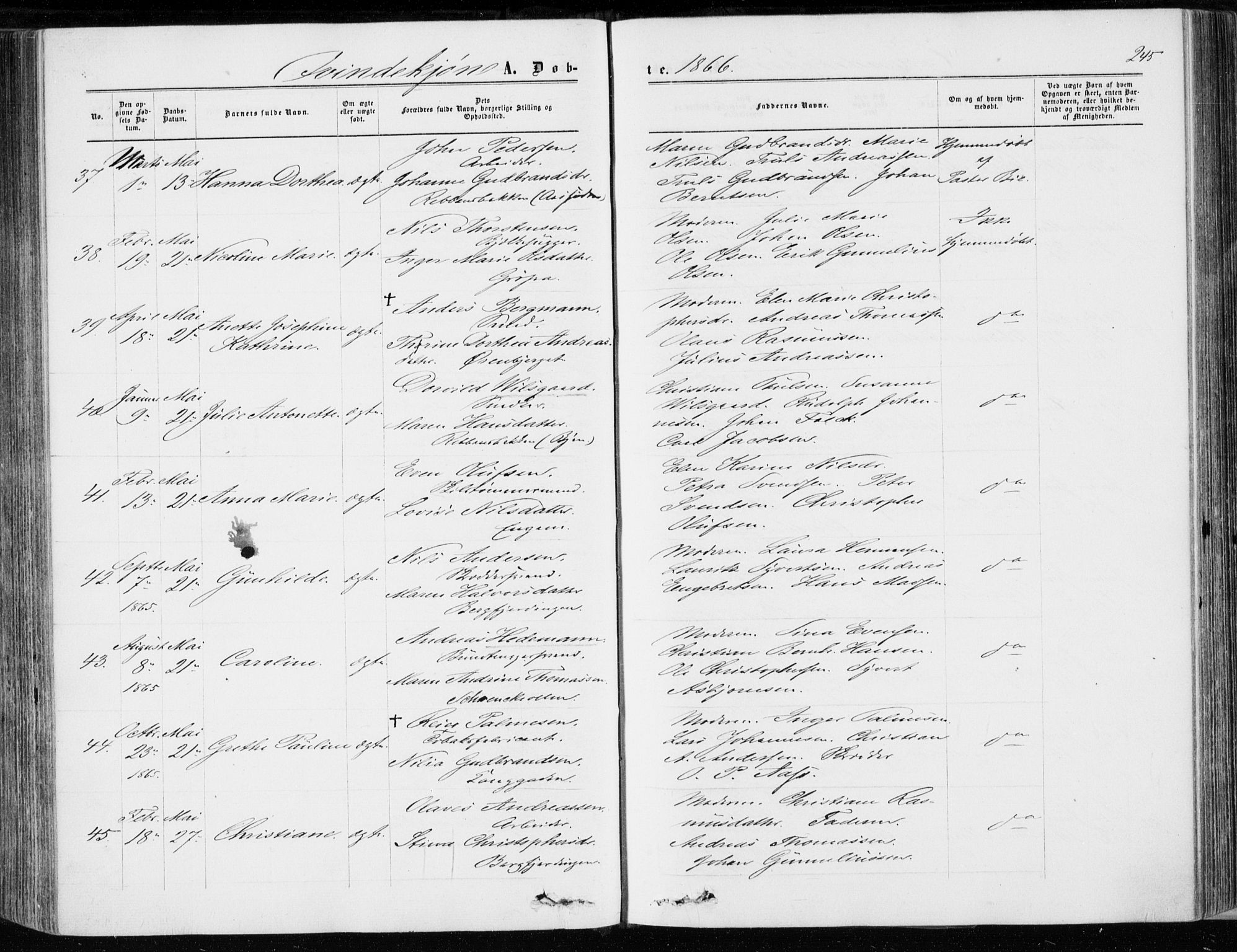 Bragernes kirkebøker, AV/SAKO-A-6/F/Fb/L0003: Parish register (official) no. II 3, 1860-1868, p. 245