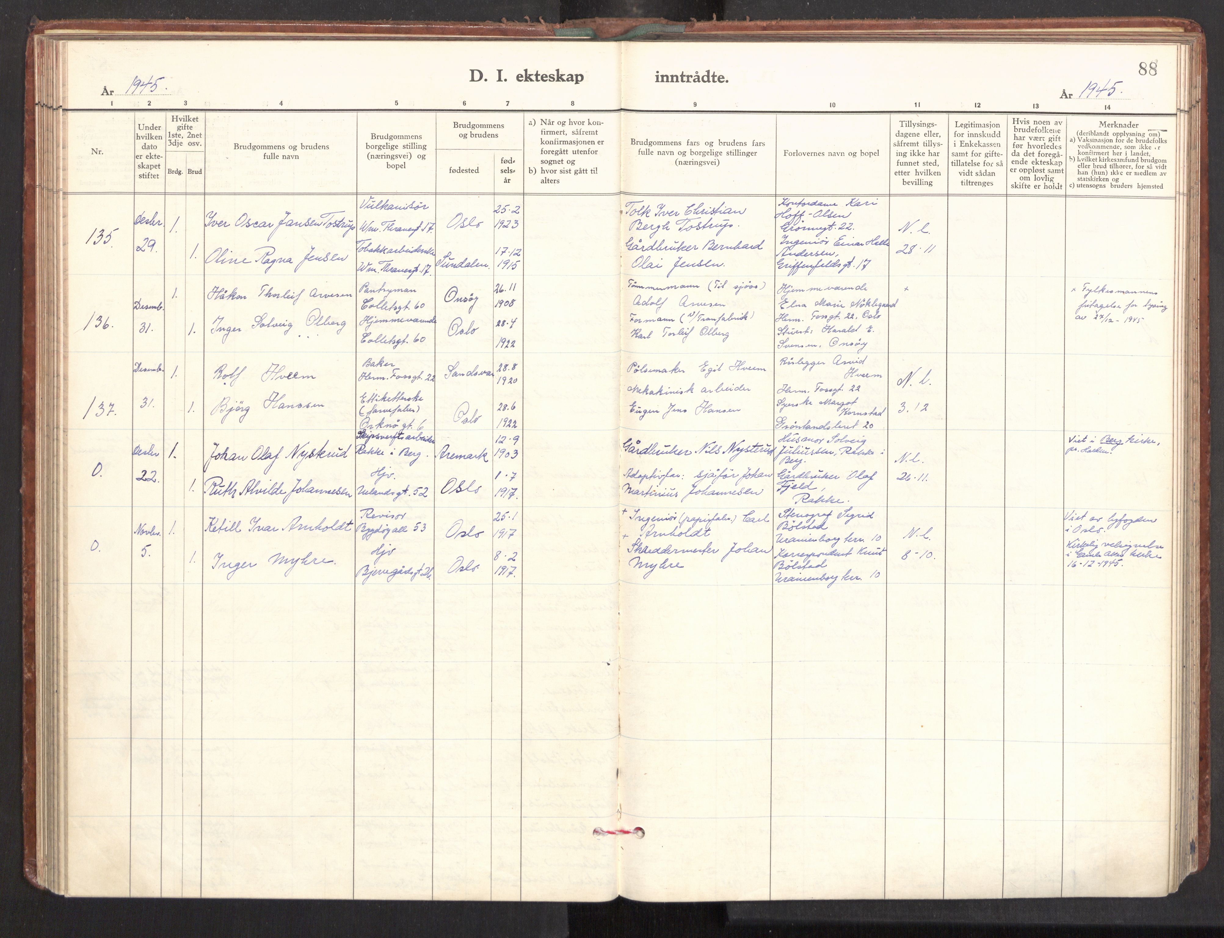 Gamle Aker prestekontor Kirkebøker, SAO/A-10617a/F/L0022: Parish register (official) no. 22, 1941-1952, p. 88