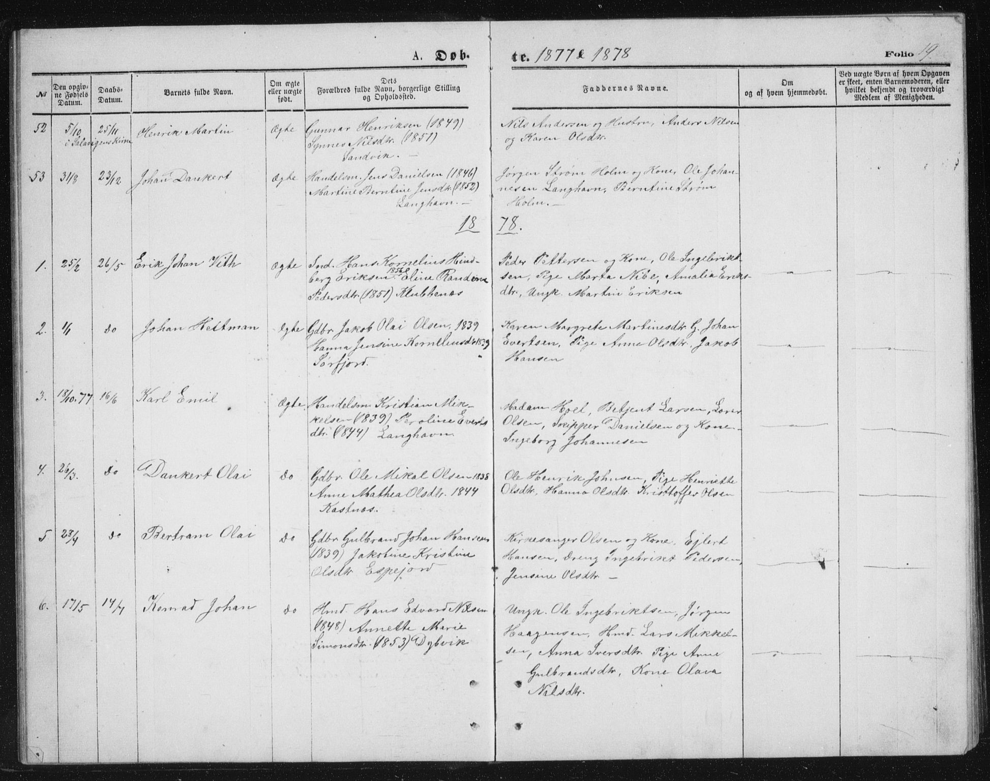 Tranøy sokneprestkontor, SATØ/S-1313/I/Ia/Iab/L0013klokker: Parish register (copy) no. 13, 1874-1896, p. 19