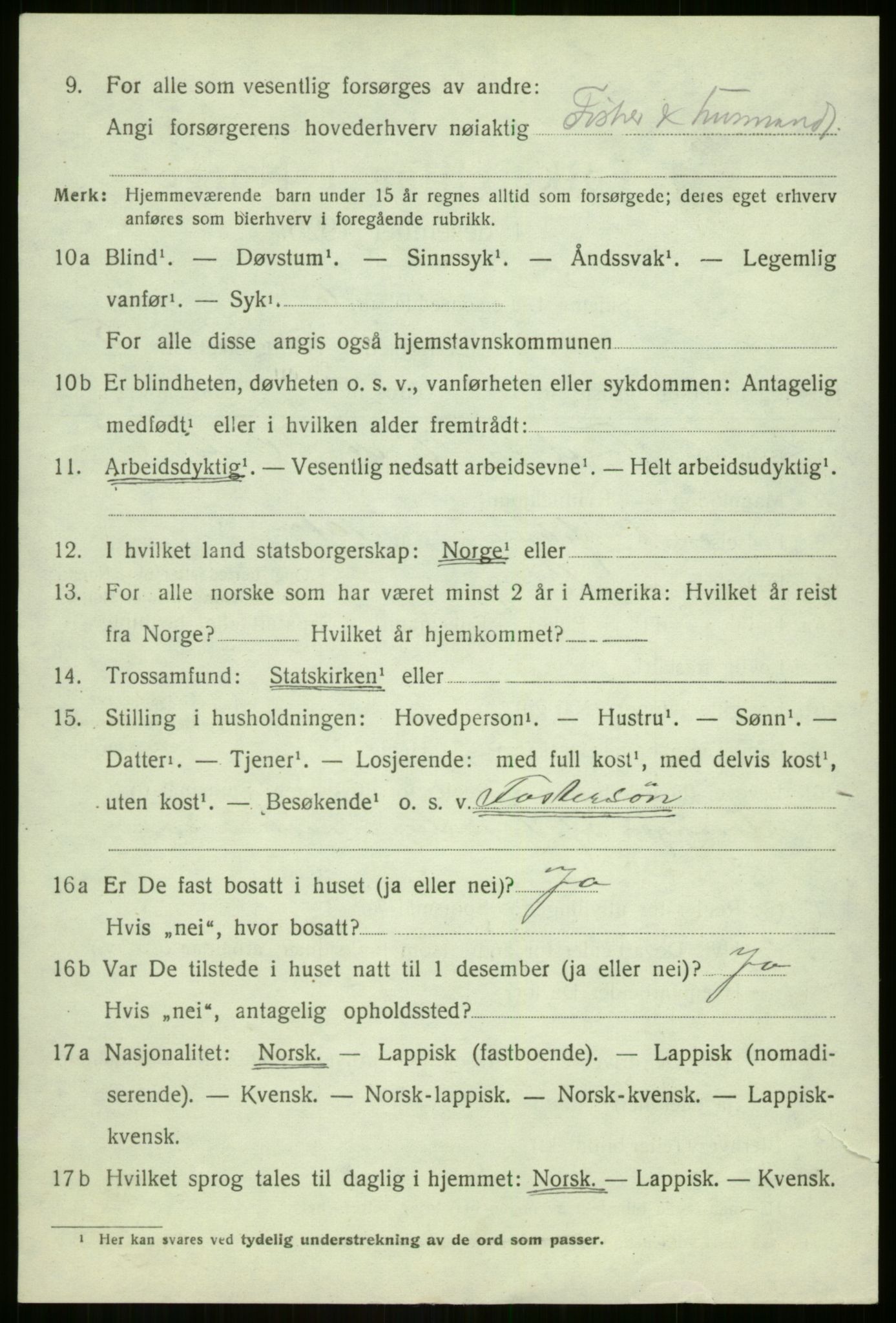 SATØ, 1920 census for Berg, 1920, p. 1715