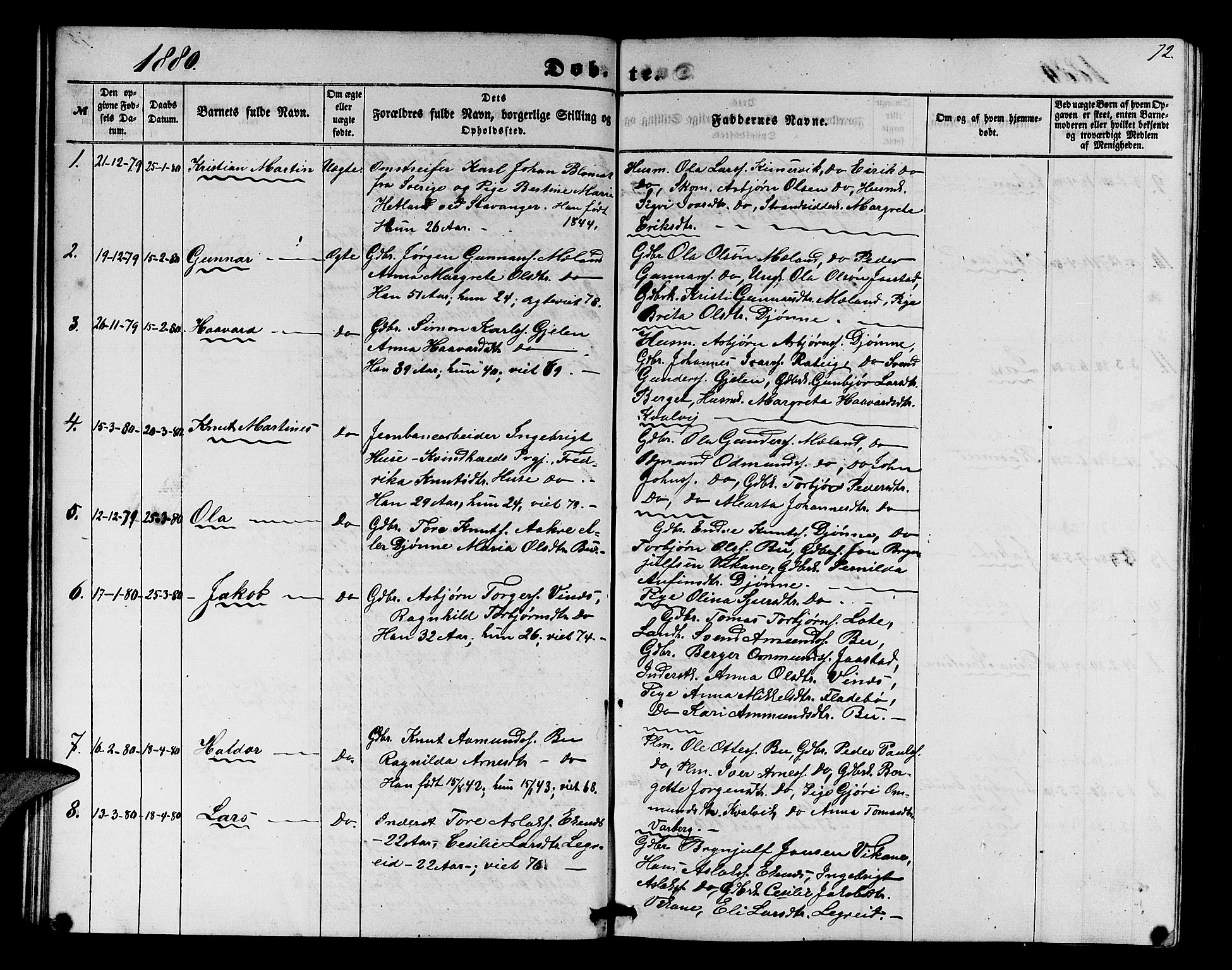 Ullensvang sokneprestembete, SAB/A-78701/H/Hab: Parish register (copy) no. E 6, 1857-1886, p. 72