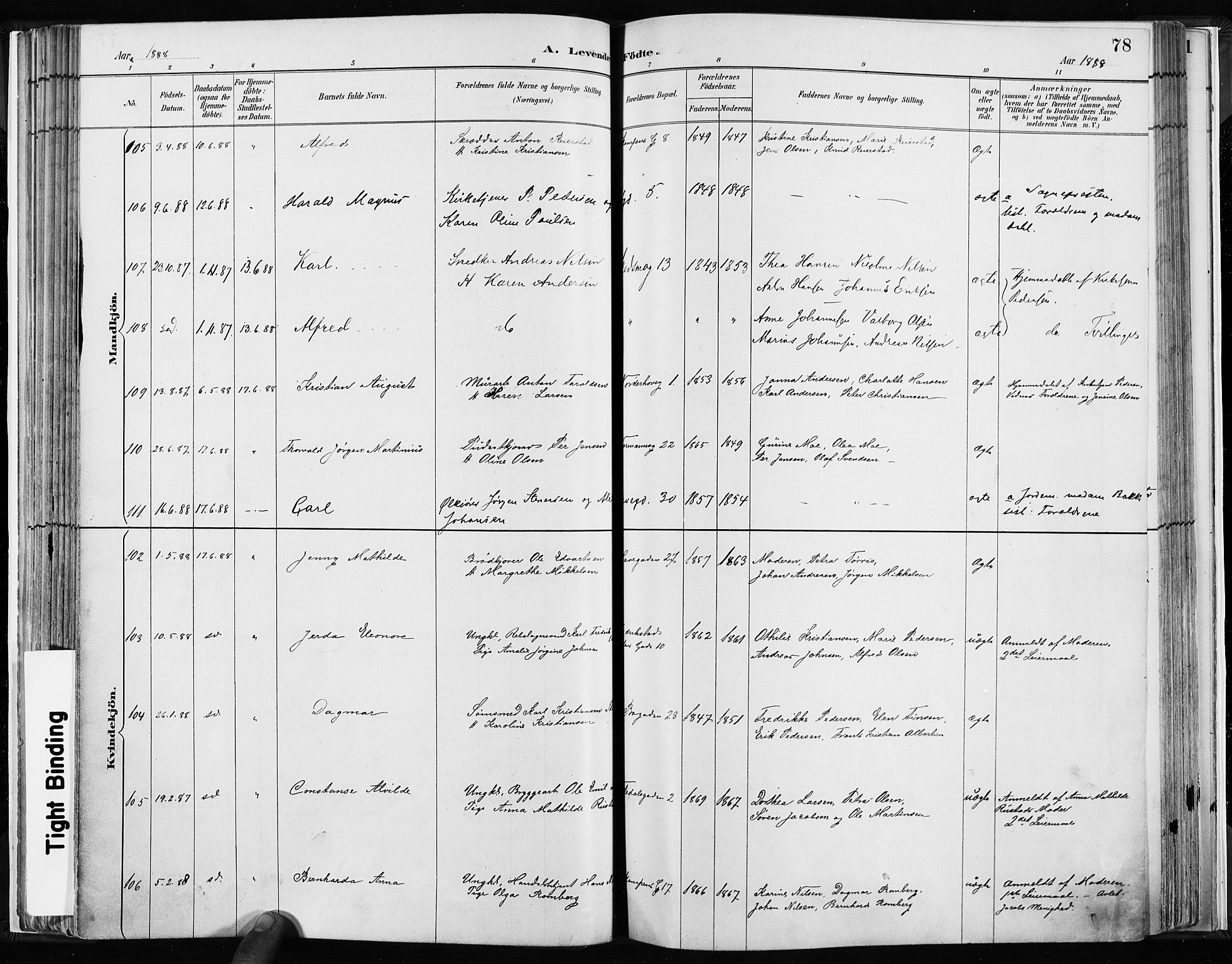 Kampen prestekontor Kirkebøker, AV/SAO-A-10853/F/Fa/L0003: Parish register (official) no. I 3, 1886-1892, p. 78