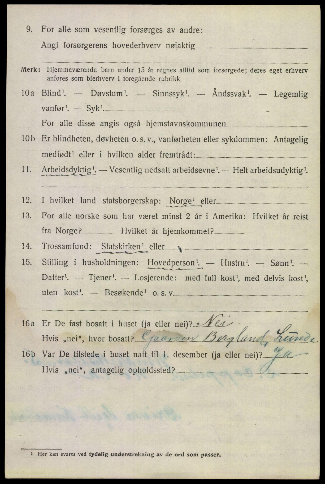 SAKO, 1920 census for Lunde, 1920, p. 5426