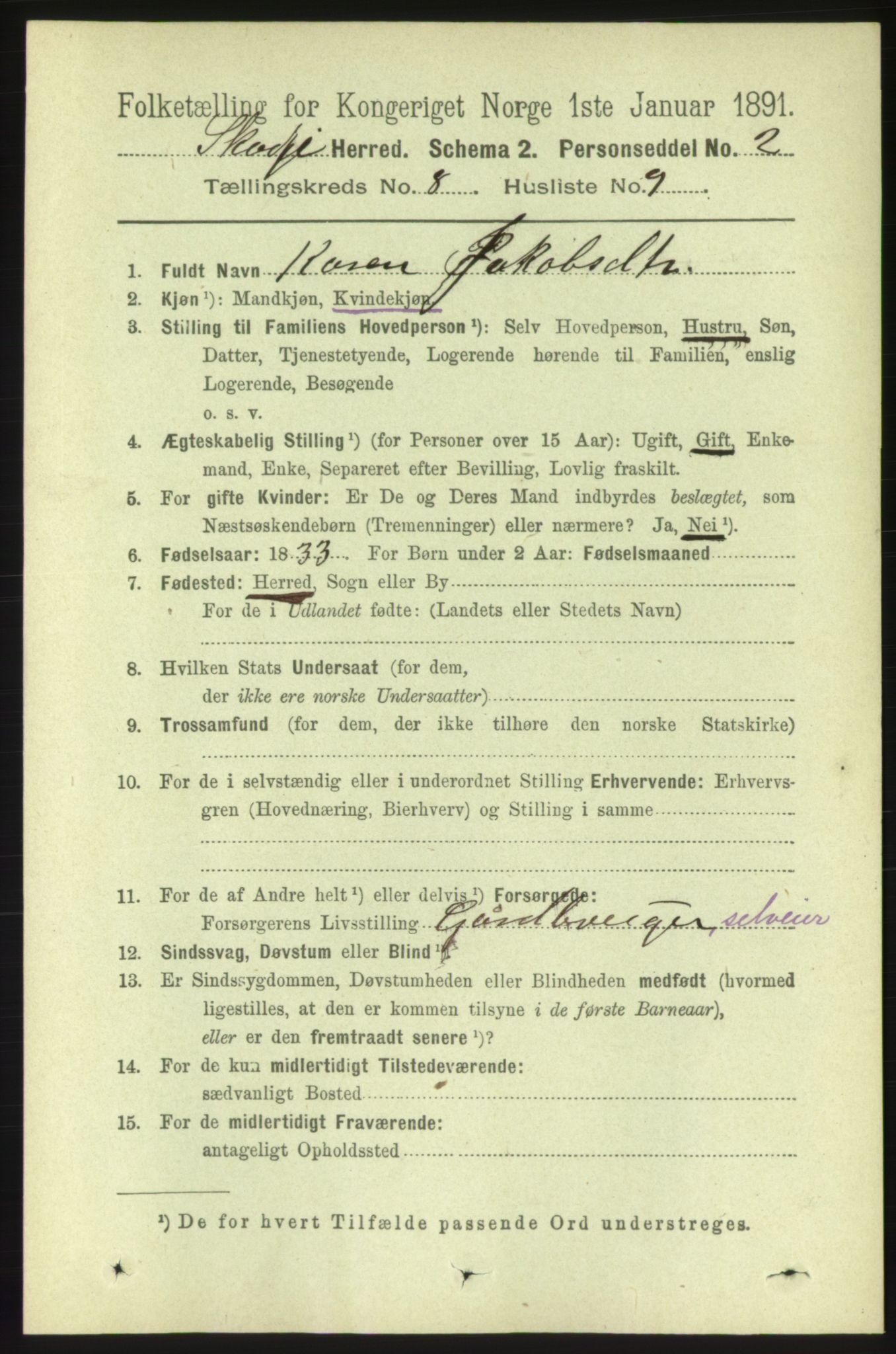 RA, 1891 census for 1529 Skodje, 1891, p. 1737