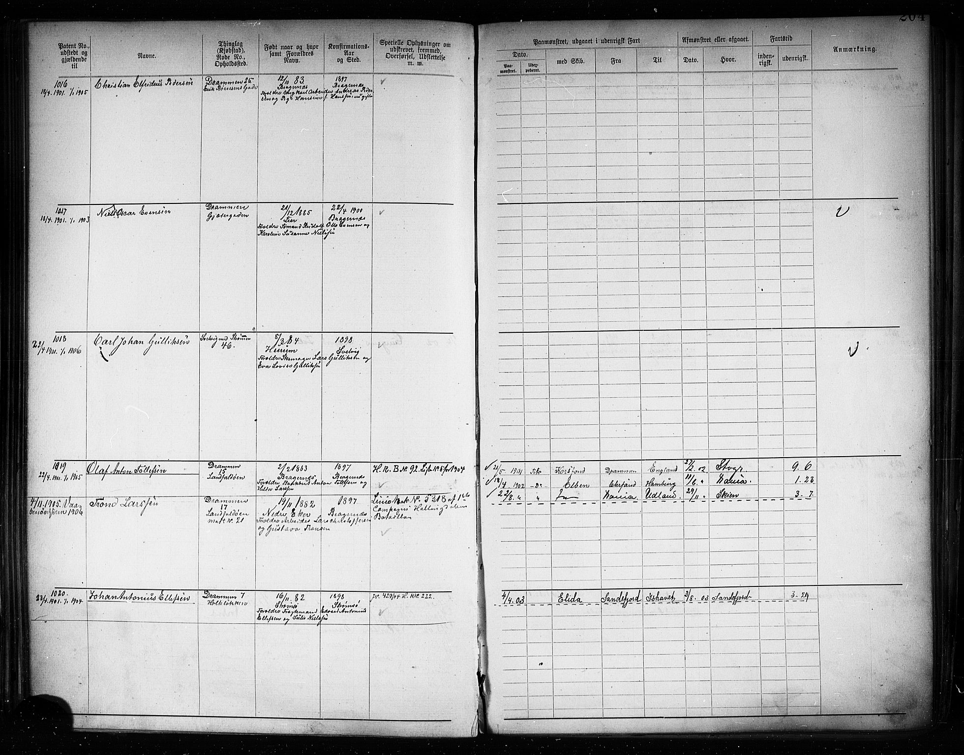 Drammen innrulleringsdistrikt, AV/SAKO-A-781/F/Fb/L0005: Annotasjonsrulle, 1894-1905, p. 207