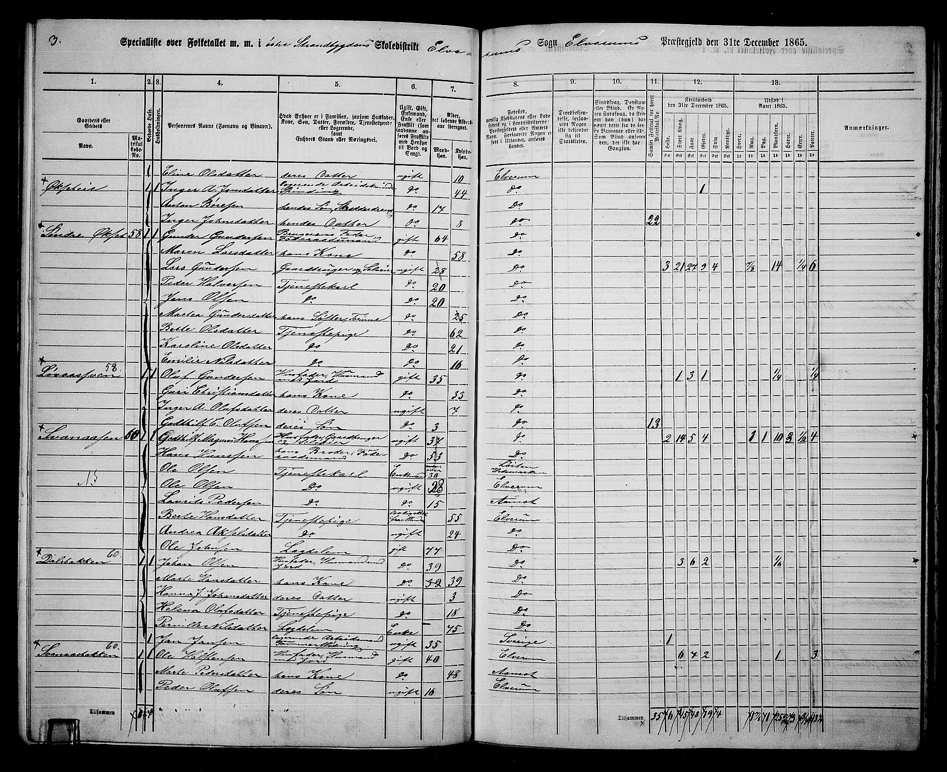 RA, 1865 census for Elverum, 1865, p. 139