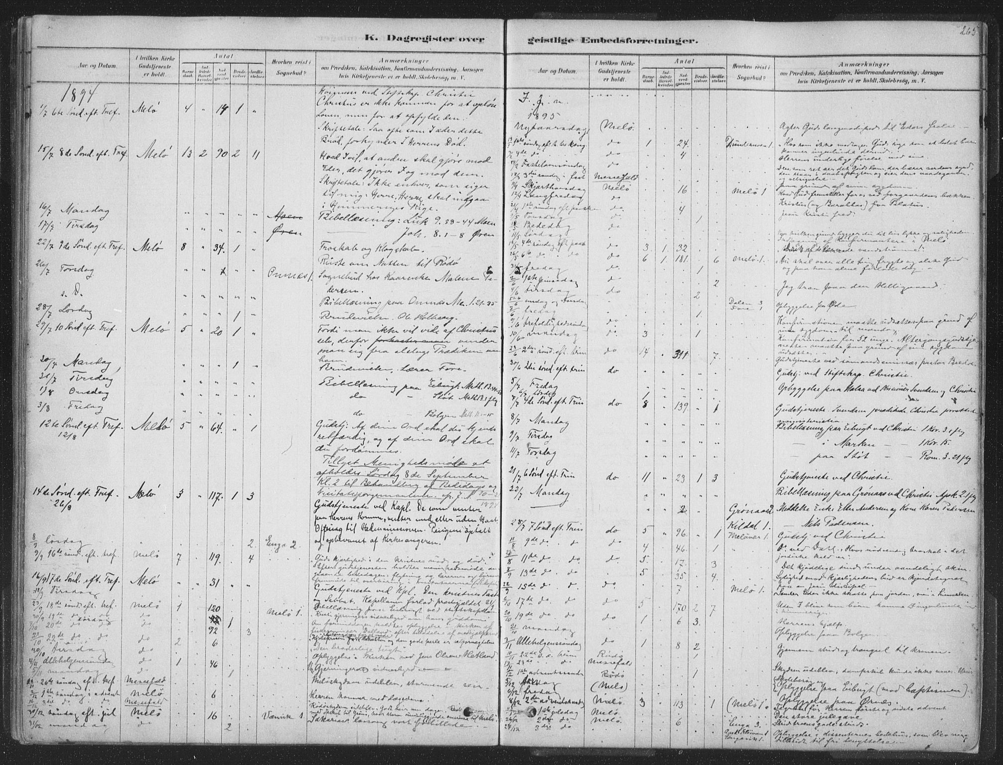 Ministerialprotokoller, klokkerbøker og fødselsregistre - Nordland, SAT/A-1459/843/L0627: Parish register (official) no. 843A02, 1878-1908, p. 265