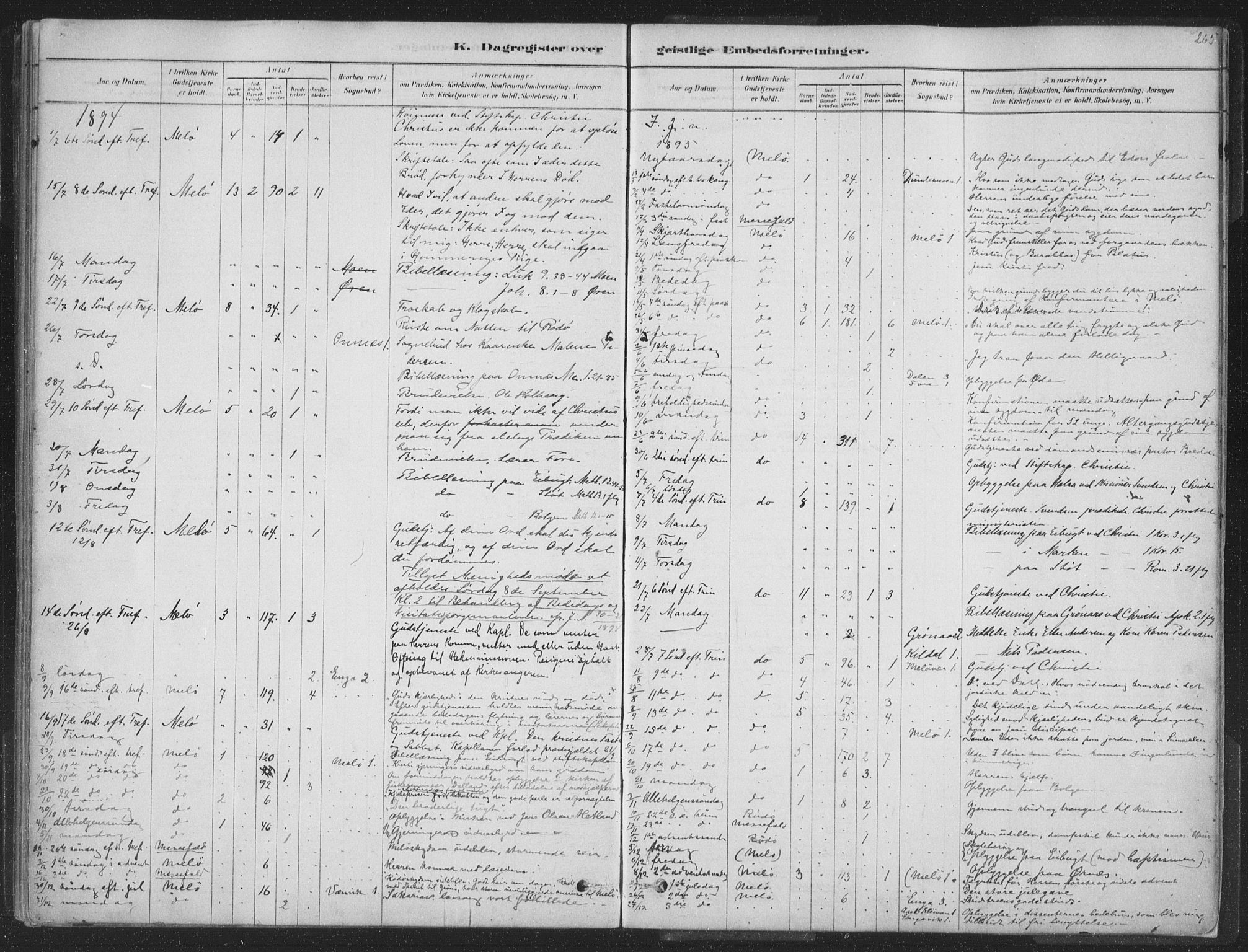 Ministerialprotokoller, klokkerbøker og fødselsregistre - Nordland, AV/SAT-A-1459/843/L0627: Parish register (official) no. 843A02, 1878-1908, p. 265