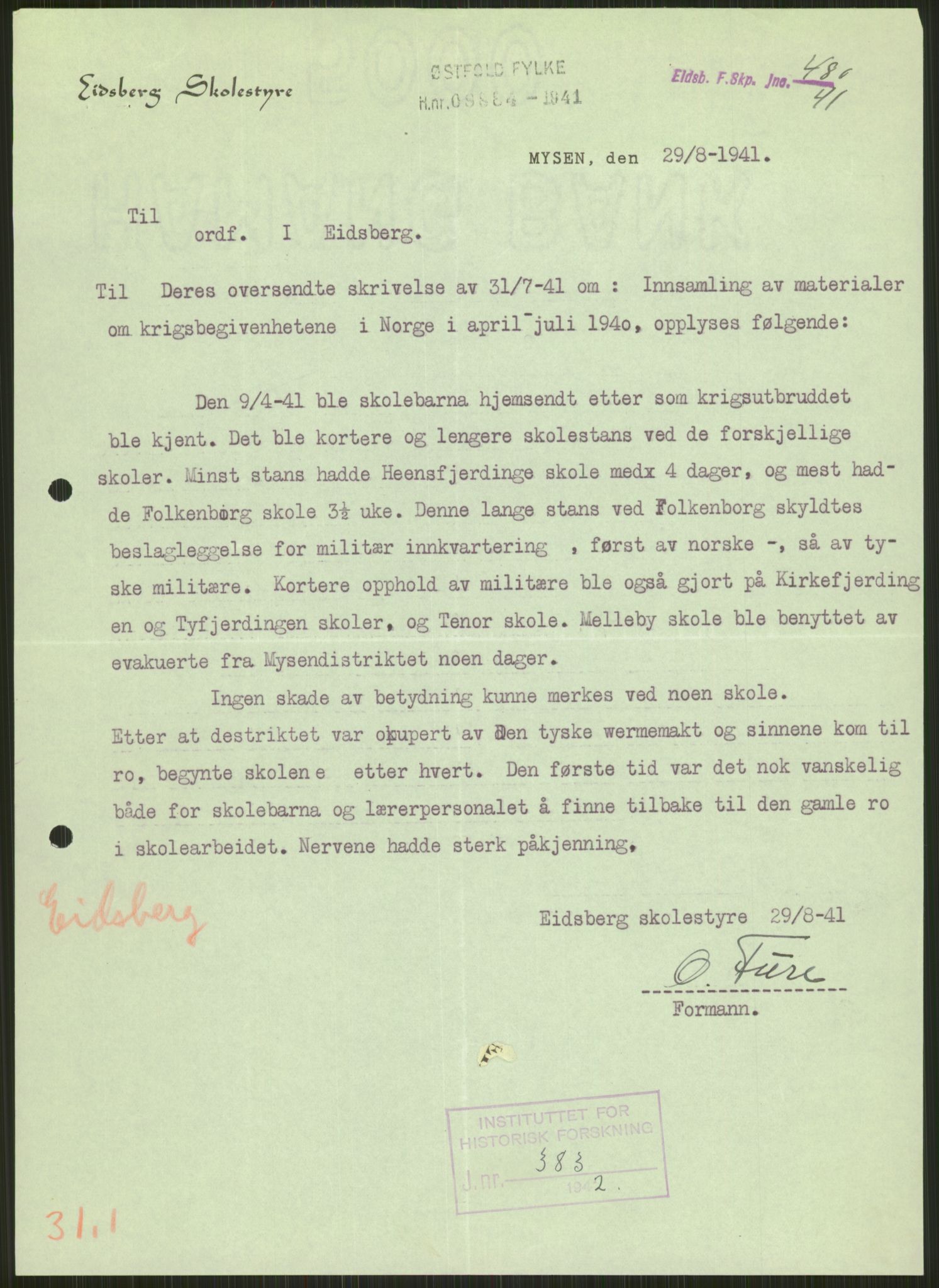 Forsvaret, Forsvarets krigshistoriske avdeling, AV/RA-RAFA-2017/Y/Ya/L0013: II-C-11-31 - Fylkesmenn.  Rapporter om krigsbegivenhetene 1940., 1940, p. 49