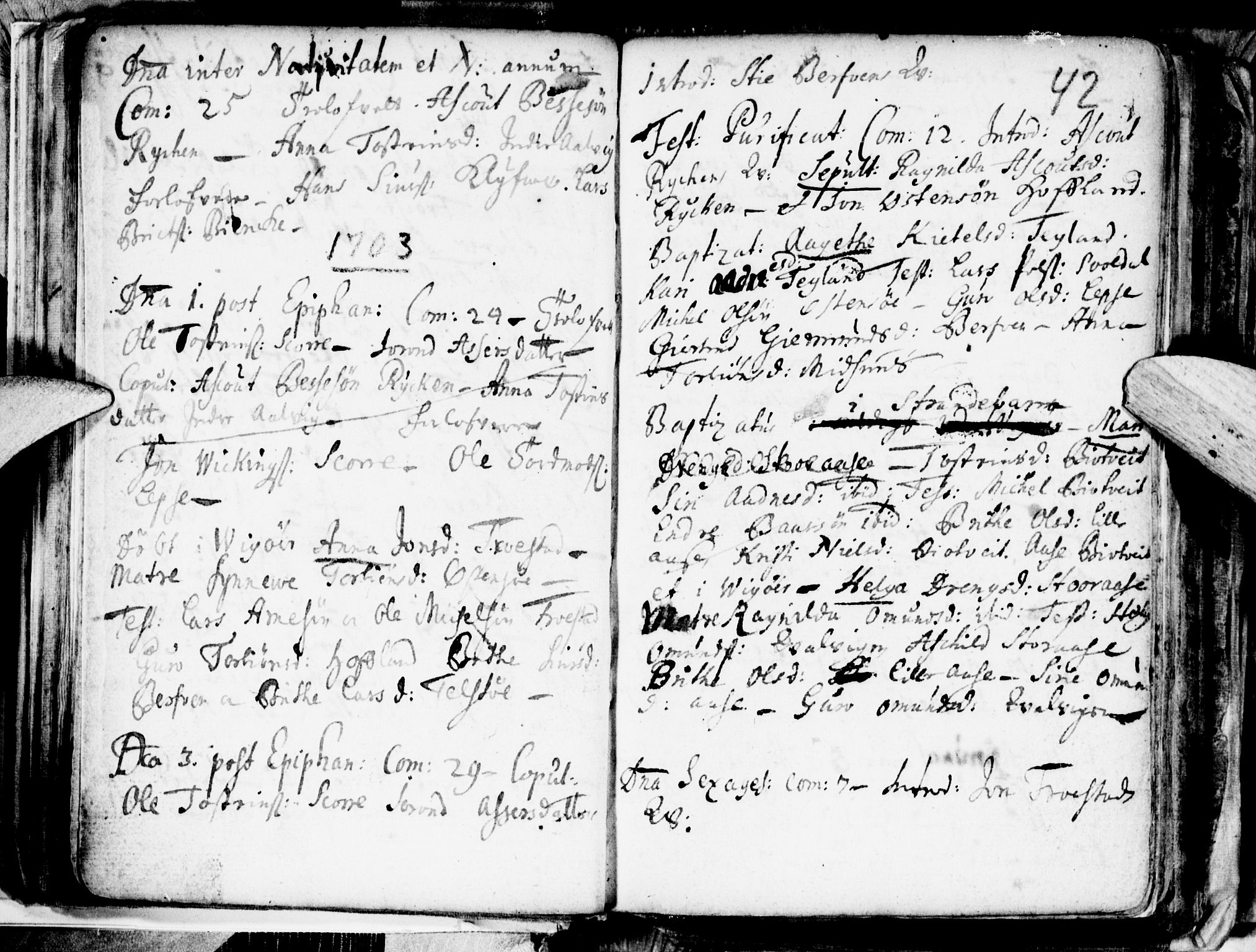 Kvam sokneprestembete, SAB/A-76201/H/Haa: Parish register (official) no. A 1, 1690-1741, p. 42