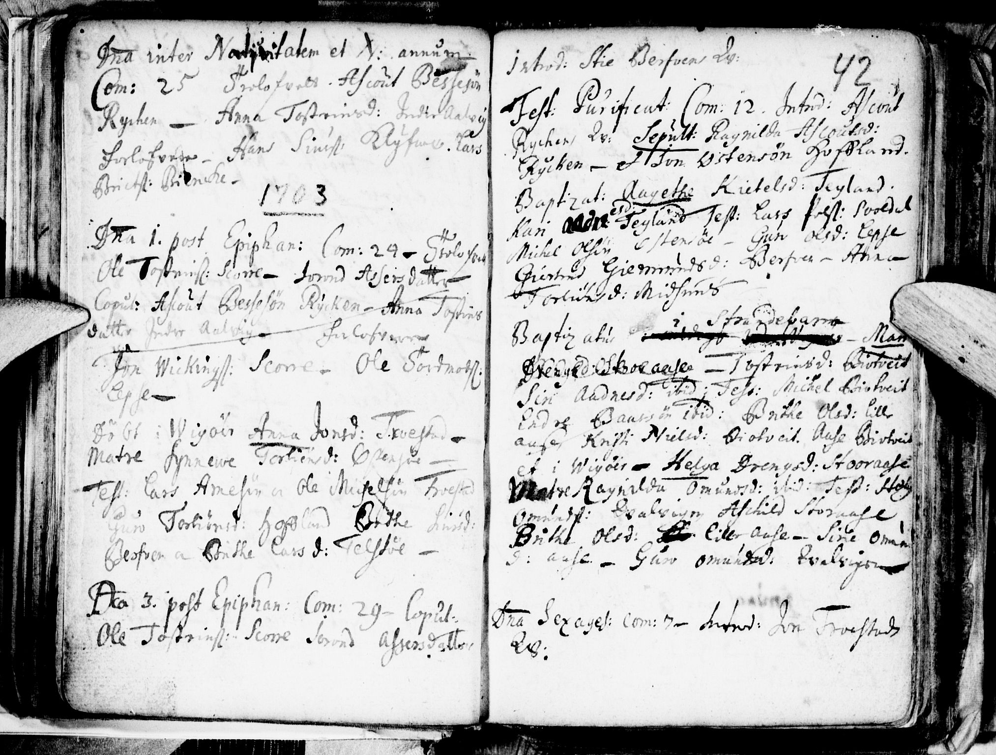 Kvam sokneprestembete, AV/SAB-A-76201/H/Haa: Parish register (official) no. A 1, 1690-1741, p. 42