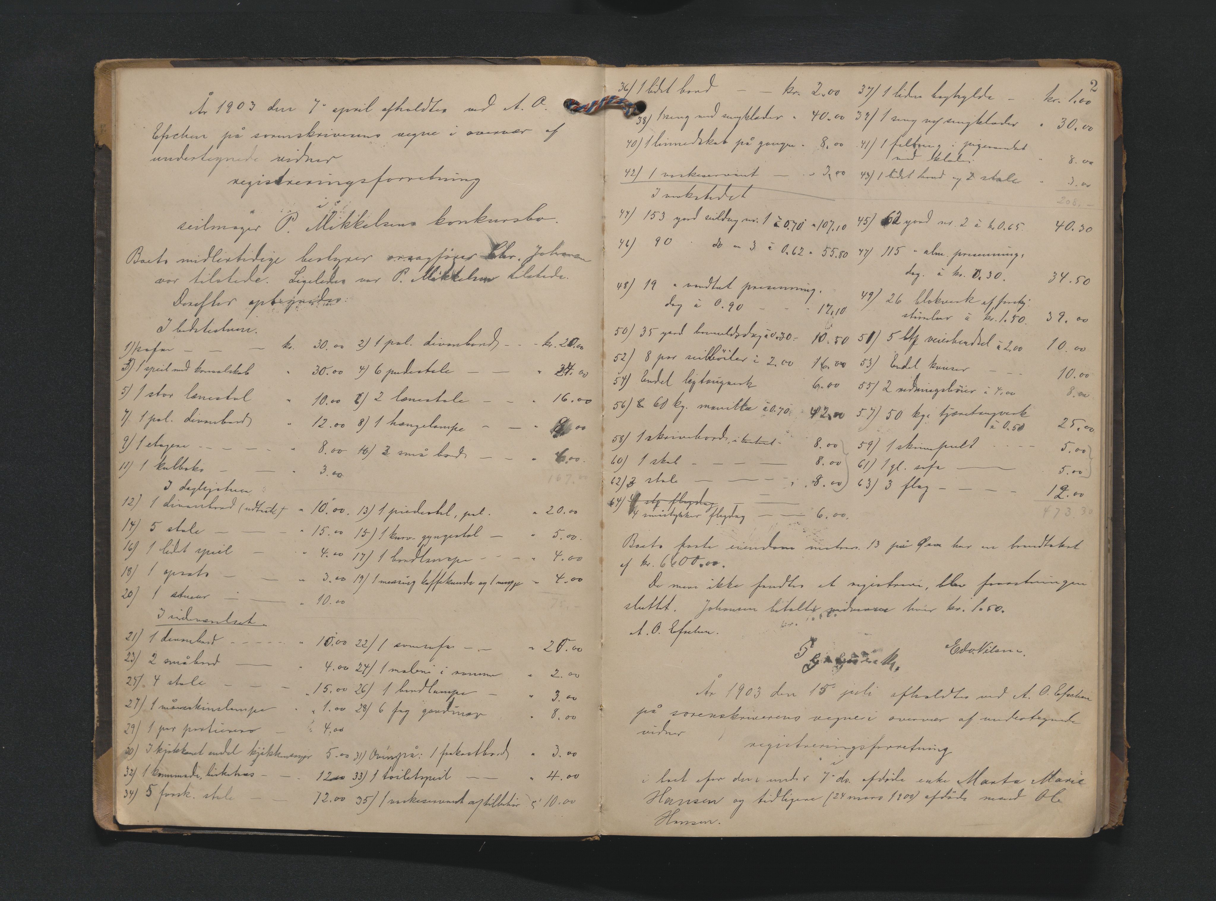 Bamble sorenskriveri, AV/SAKO-A-214/H/Hb/Hbb/Hbbe/L0001: Skifteregisreringsprotokoll, 1903-1929, p. 1b-2a