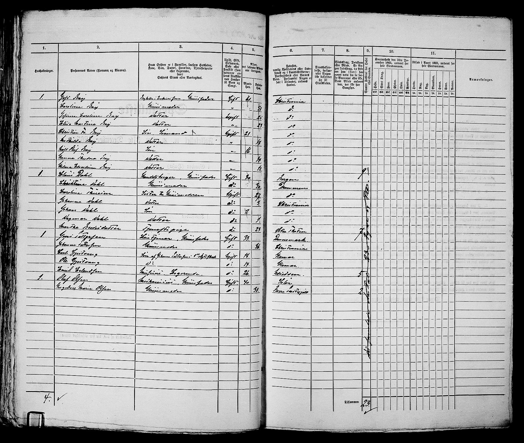 RA, 1865 census for Kristiania, 1865, p. 2901