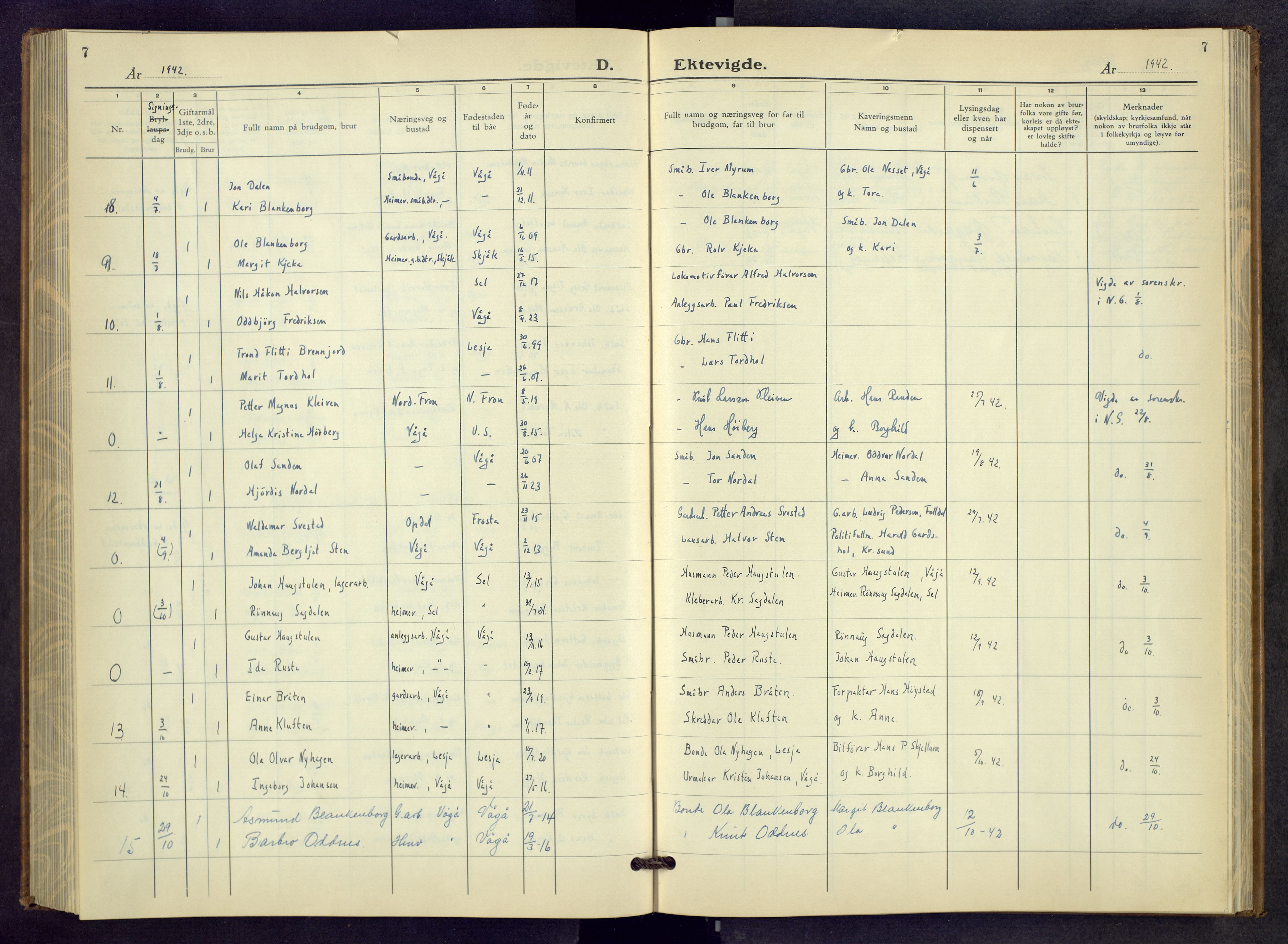 Vågå prestekontor, AV/SAH-PREST-076/H/Ha/Hab/L0003: Parish register (copy) no. 3, 1940-1961, p. 7