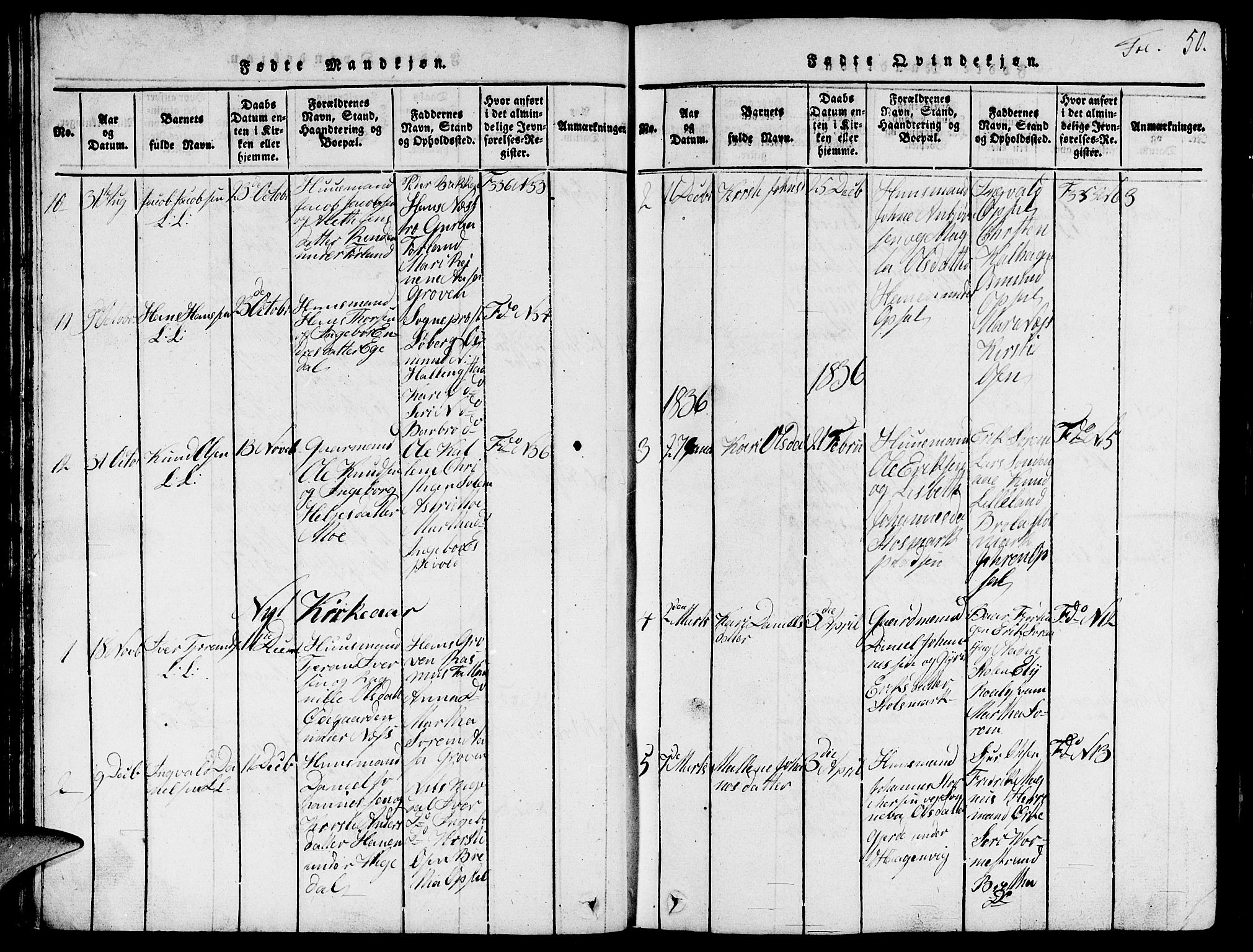 Vikedal sokneprestkontor, SAST/A-101840/01/V: Parish register (copy) no. B 1, 1816-1853, p. 50