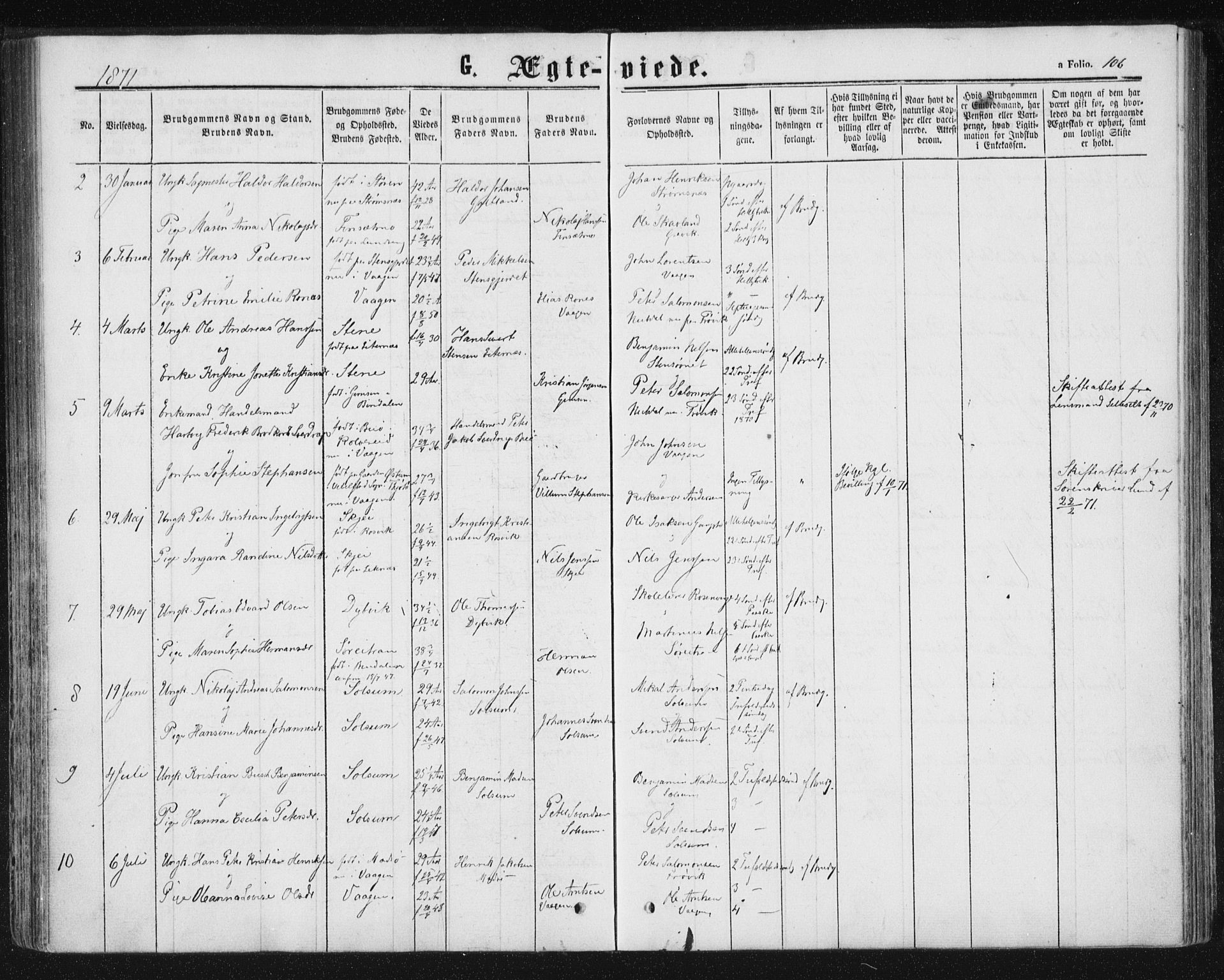 Ministerialprotokoller, klokkerbøker og fødselsregistre - Nord-Trøndelag, SAT/A-1458/788/L0696: Parish register (official) no. 788A03, 1863-1877, p. 106