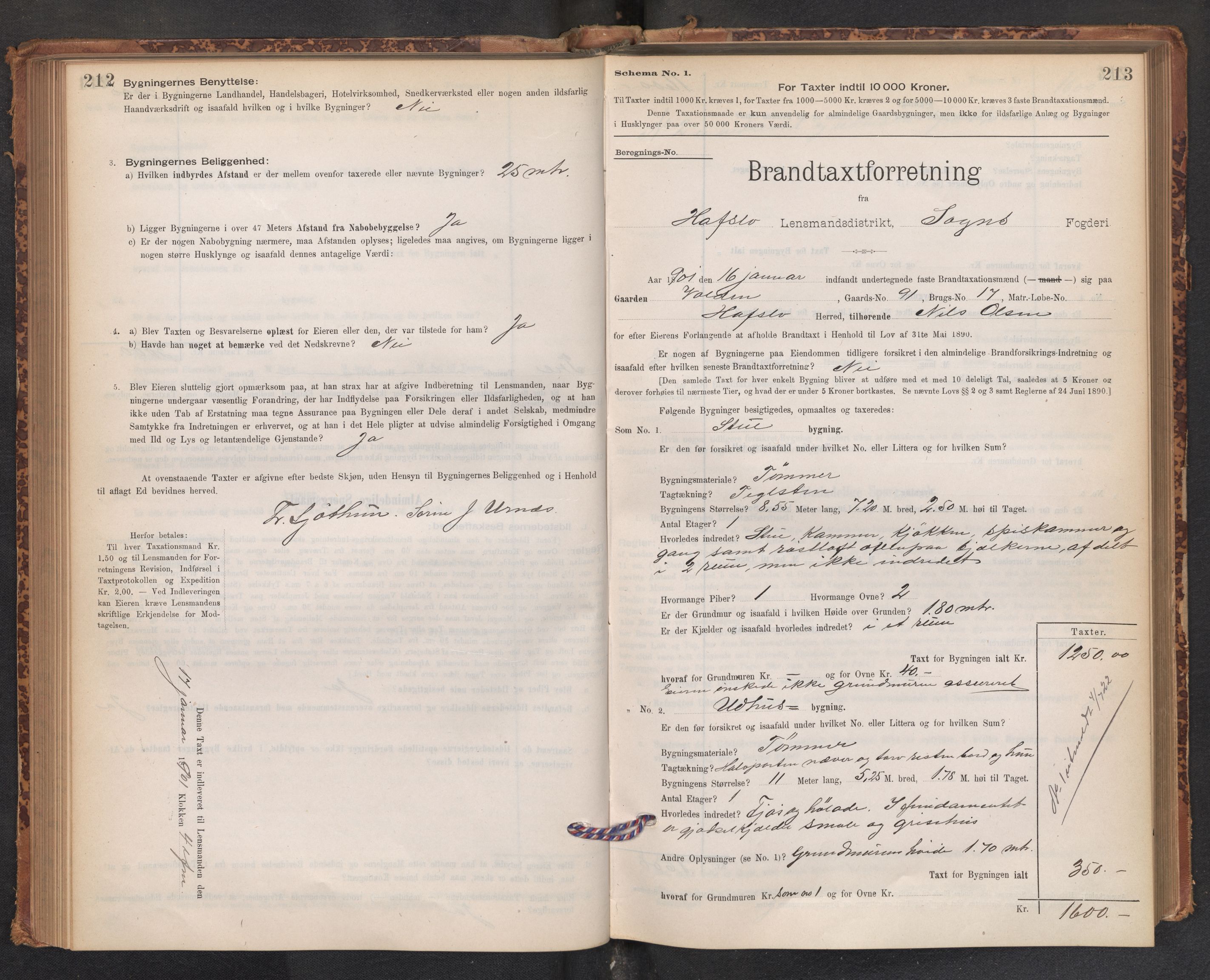 Lensmannen i Hafslo, AV/SAB-A-28001/0012/L0006: Branntakstprotokoll, skjematakst, 1895-1904, p. 212-213