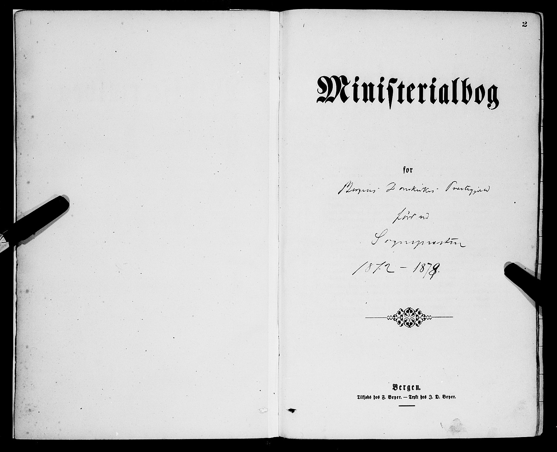Domkirken sokneprestembete, SAB/A-74801/H/Haa/L0022: Parish register (official) no. B 5, 1872-1878, p. 1