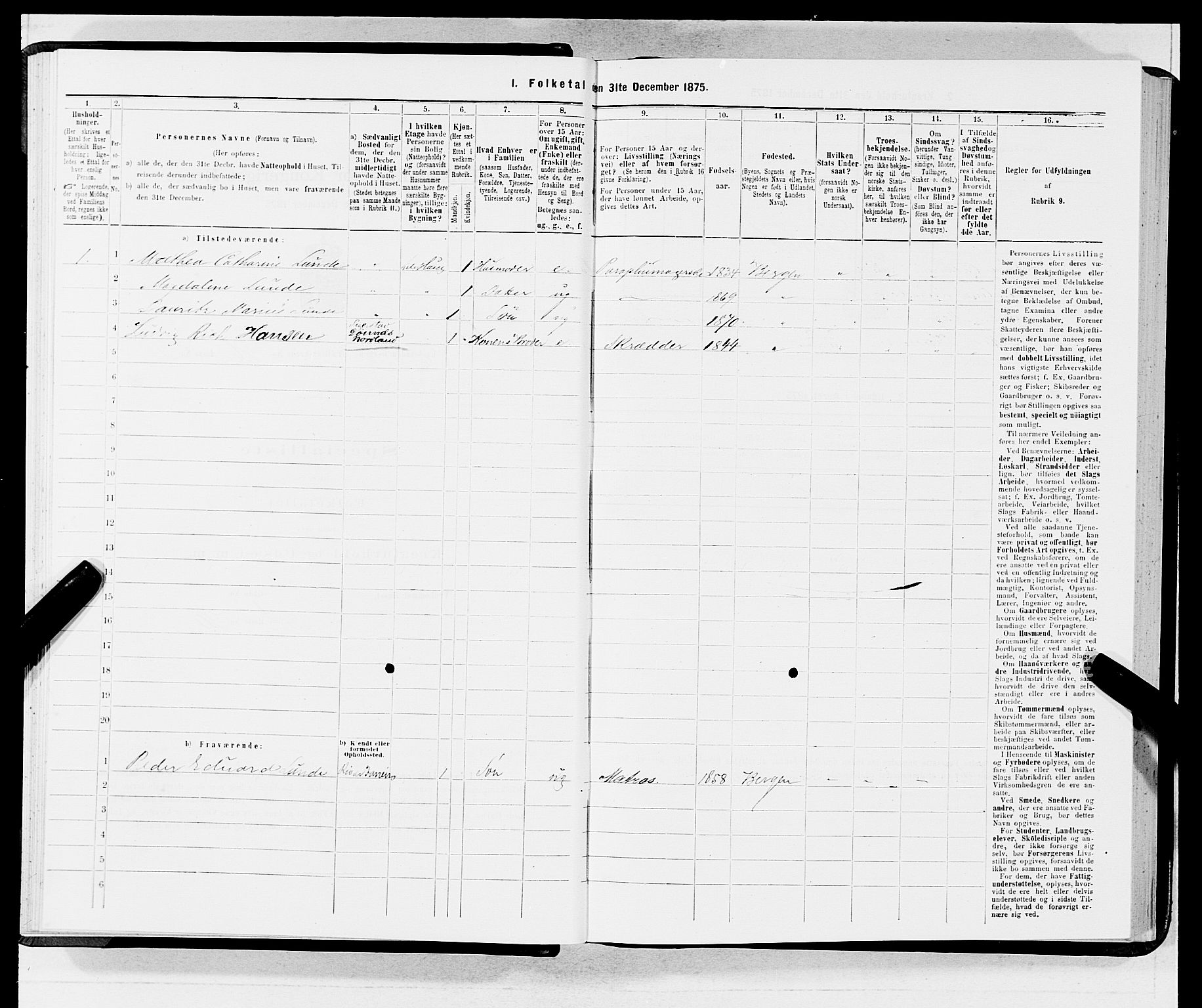 SAB, 1875 census for 1301 Bergen, 1875, p. 4616